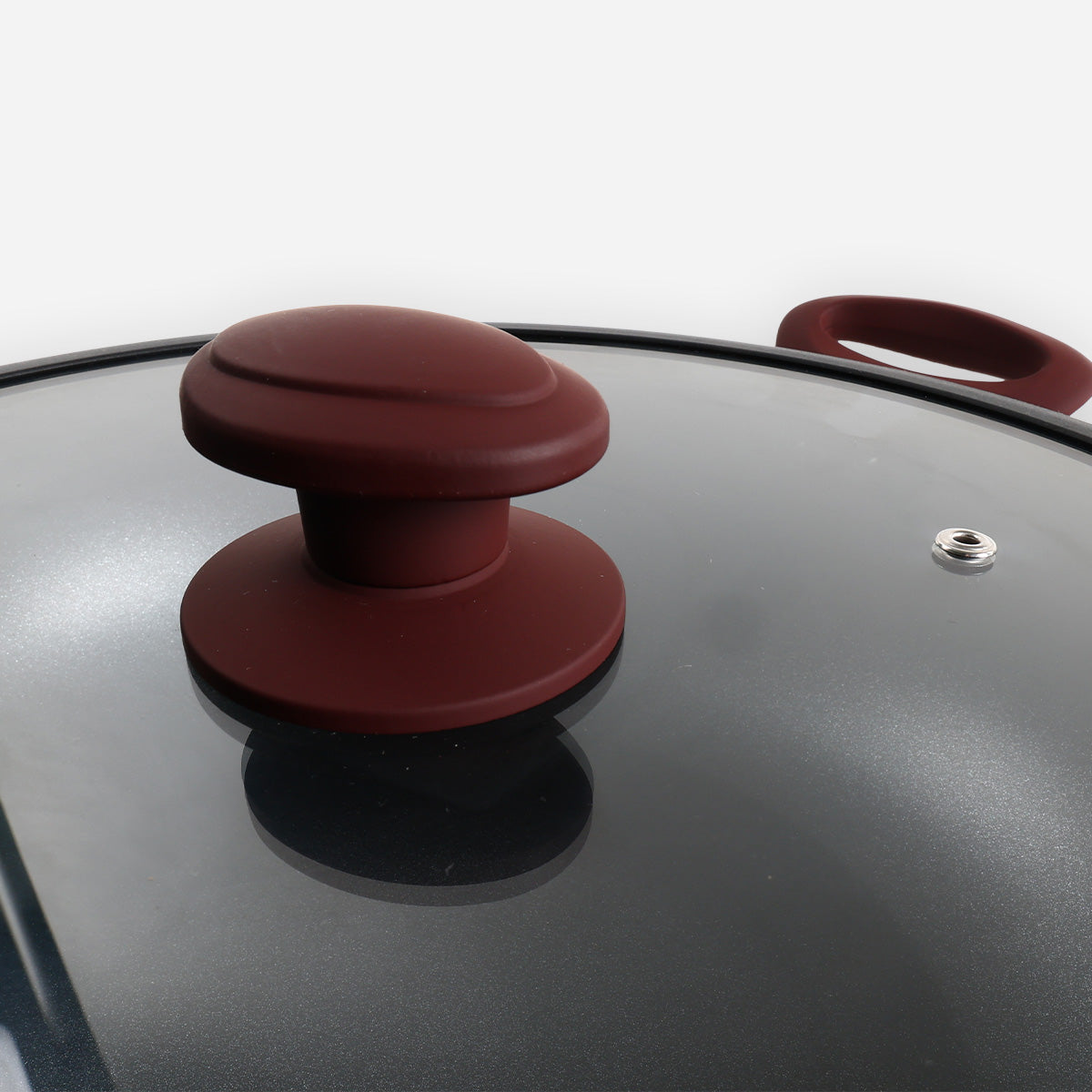 Metro Aluminum Non-Stick Wok with Glass Lid (Garnet) - 30cm