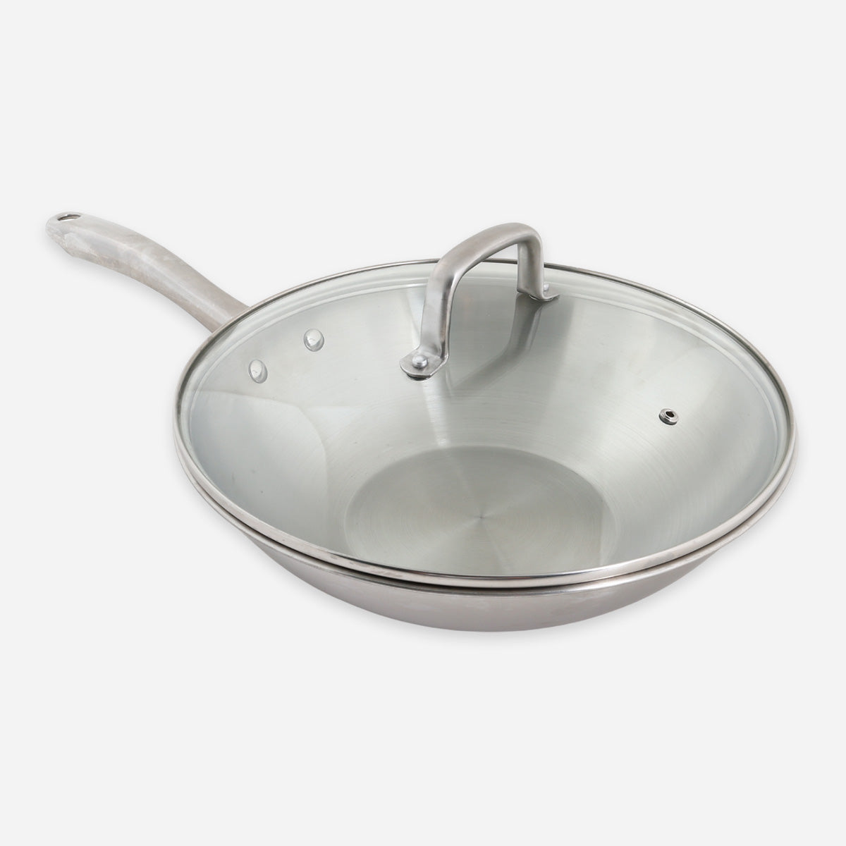 Metro Stainless Steel Chinese Wok with Lid - 32cm