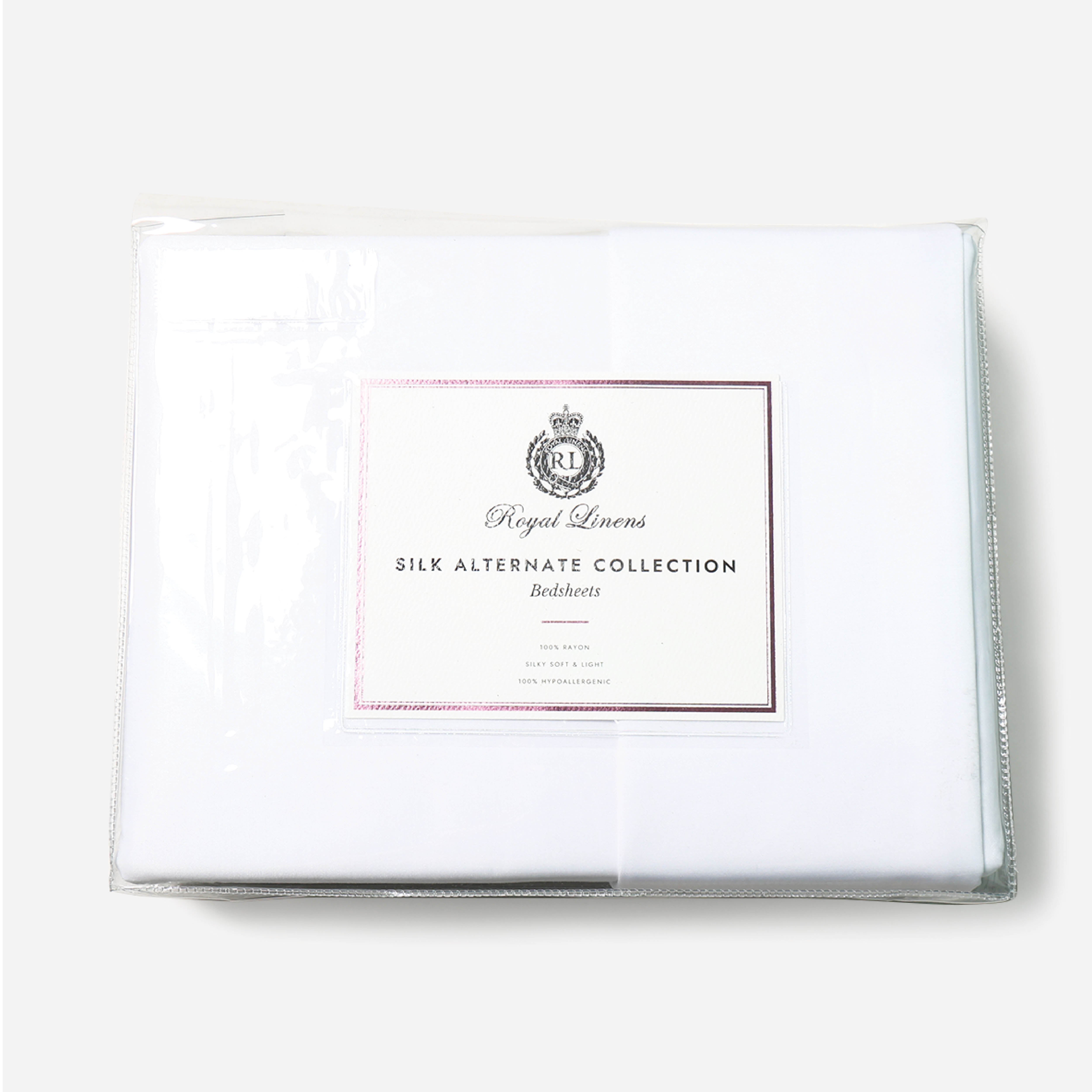 Royal Linen 4-Piece Silk Alternate Collection Bedsheet Set (White) - Queen