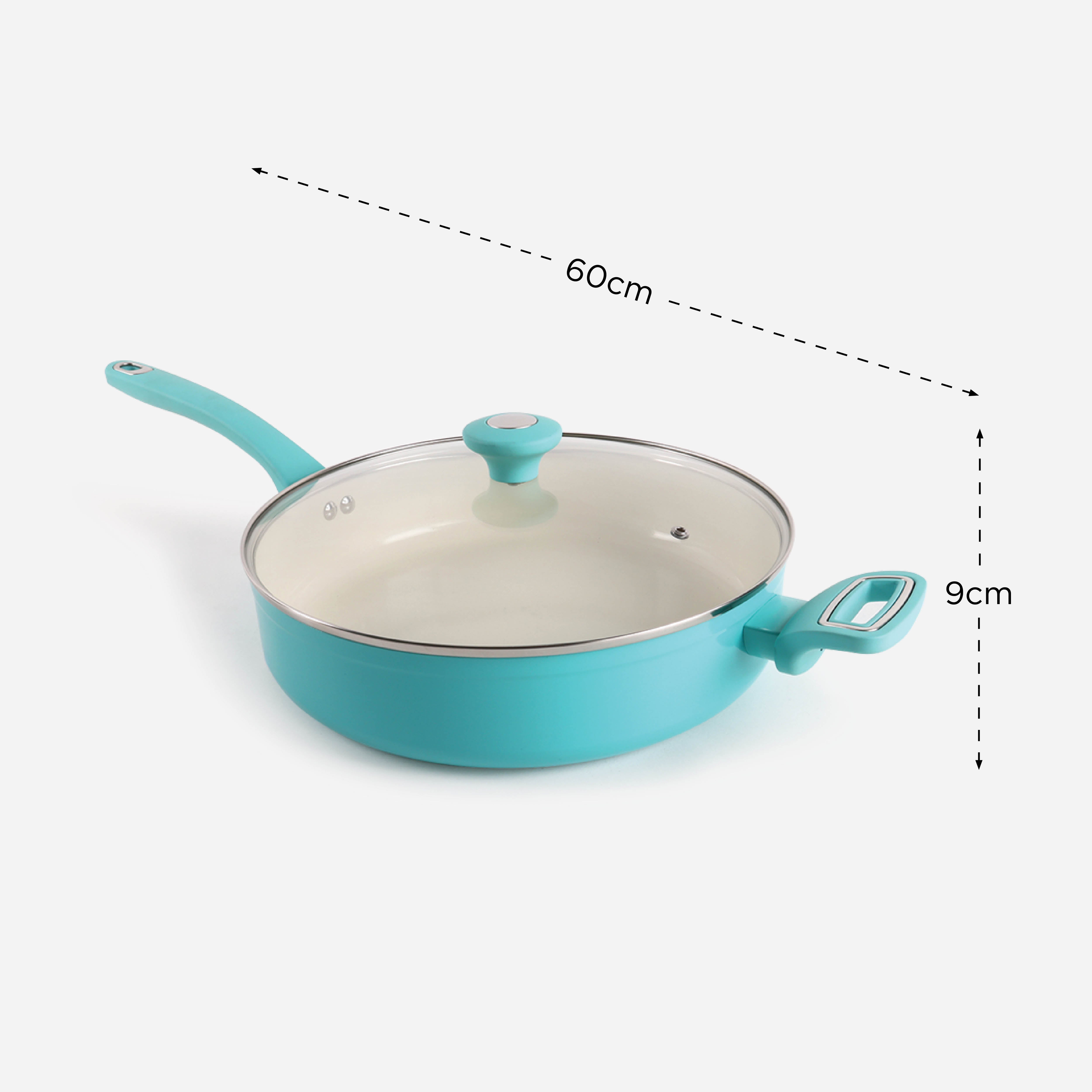 Martha Stewart Everyday Rexford Forged Aluminum Saute Pan with Ceramic Non-Stick Coating with Lid (Blue) - 5qt.