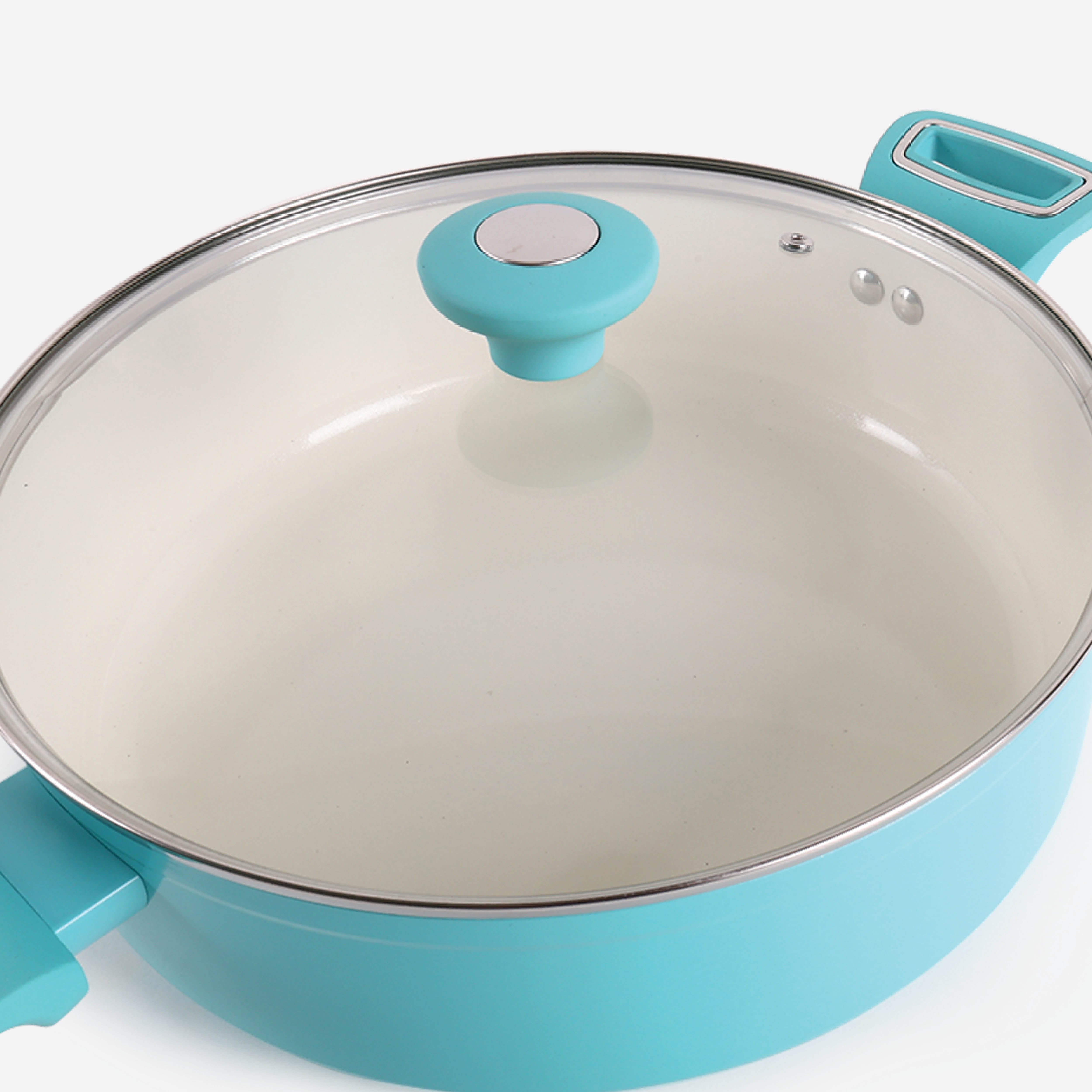 Martha Stewart Everyday Rexford Forged Aluminum Pan with Ceramic Non-Stick Coating with LId (Blue) - 5qt.