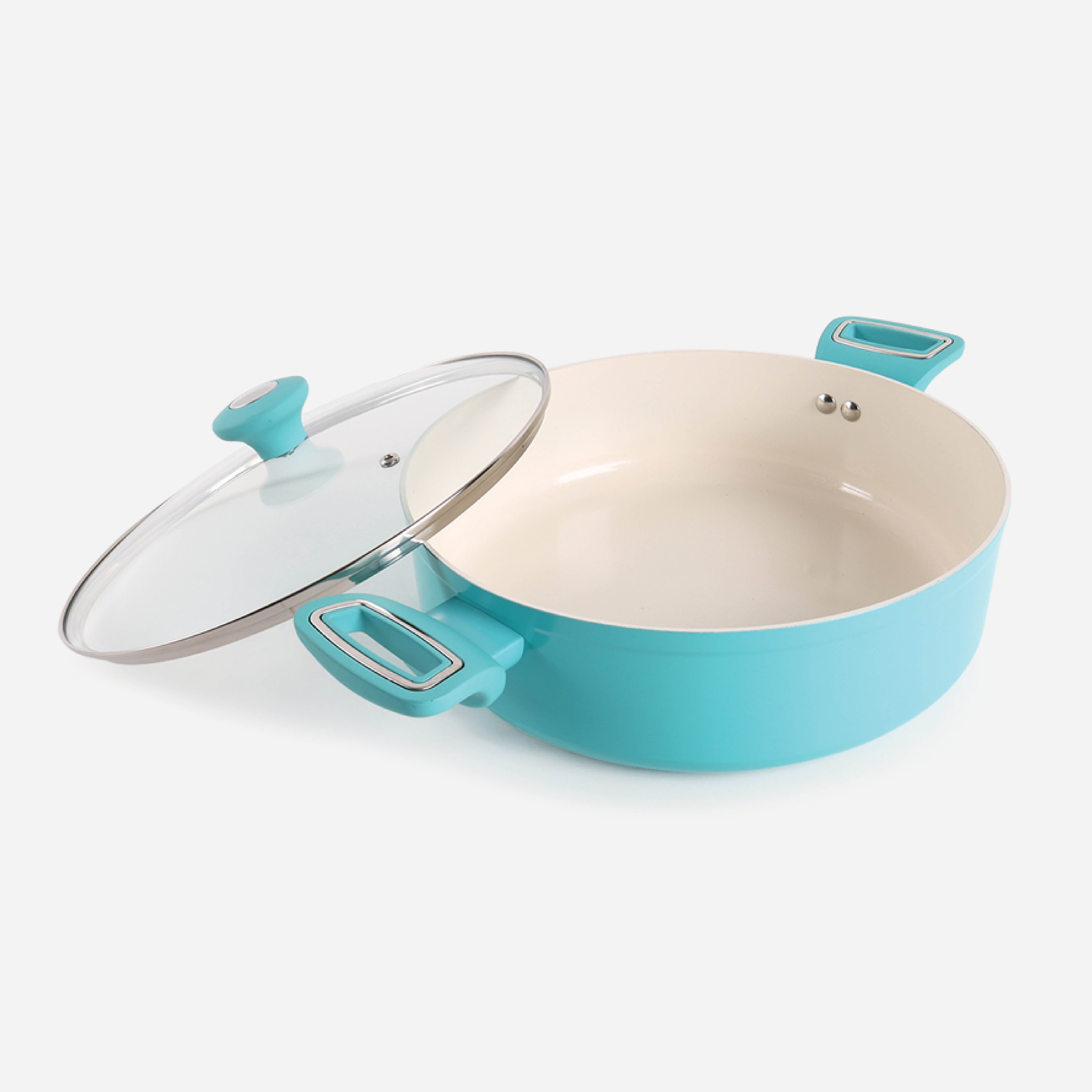 Martha Stewart Everyday Rexford Forged Aluminum Pan with Ceramic Non-Stick Coating with LId (Blue) - 5qt.