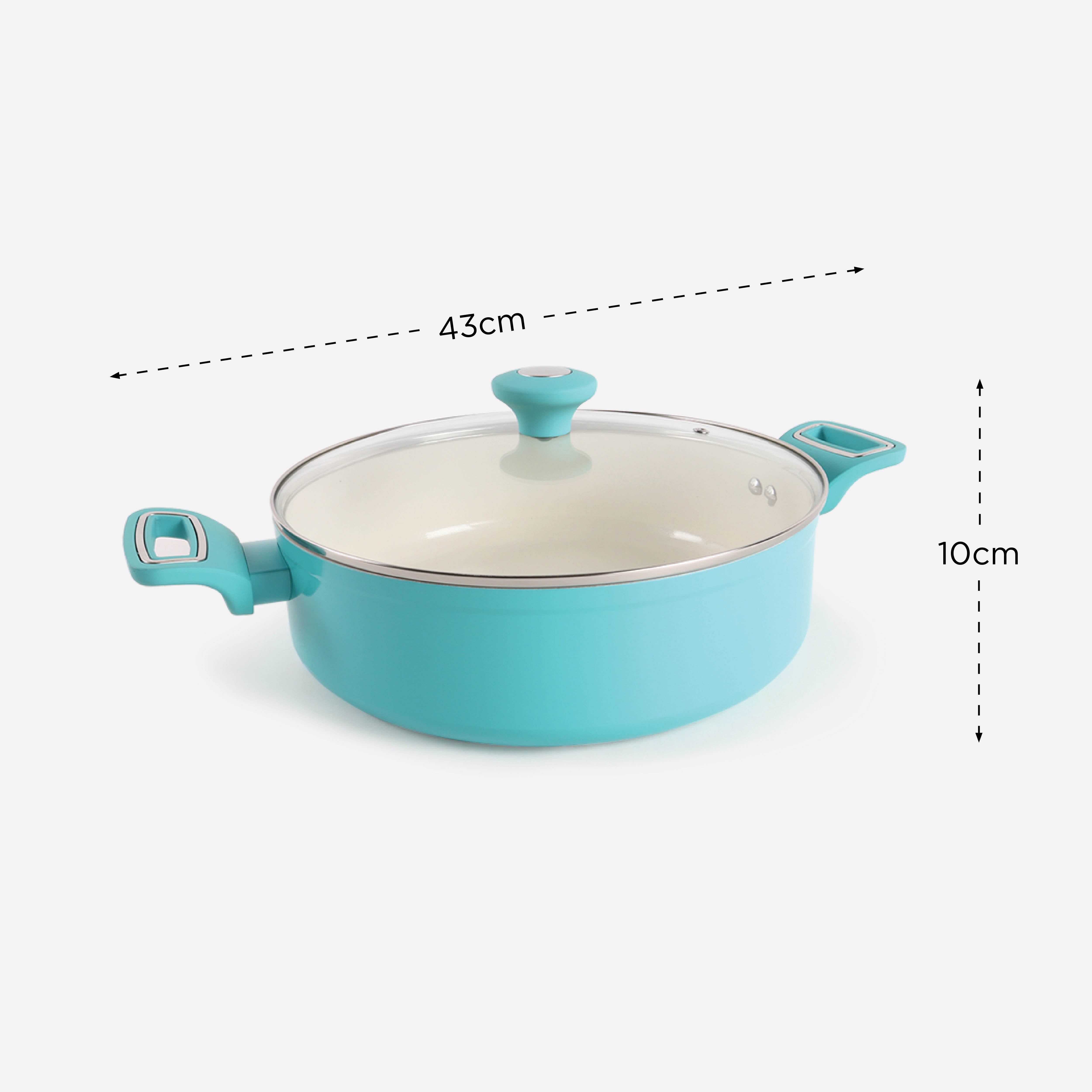 Martha Stewart Everyday Rexford Forged Aluminum Pan with Ceramic Non-Stick Coating with LId (Blue) - 5qt.