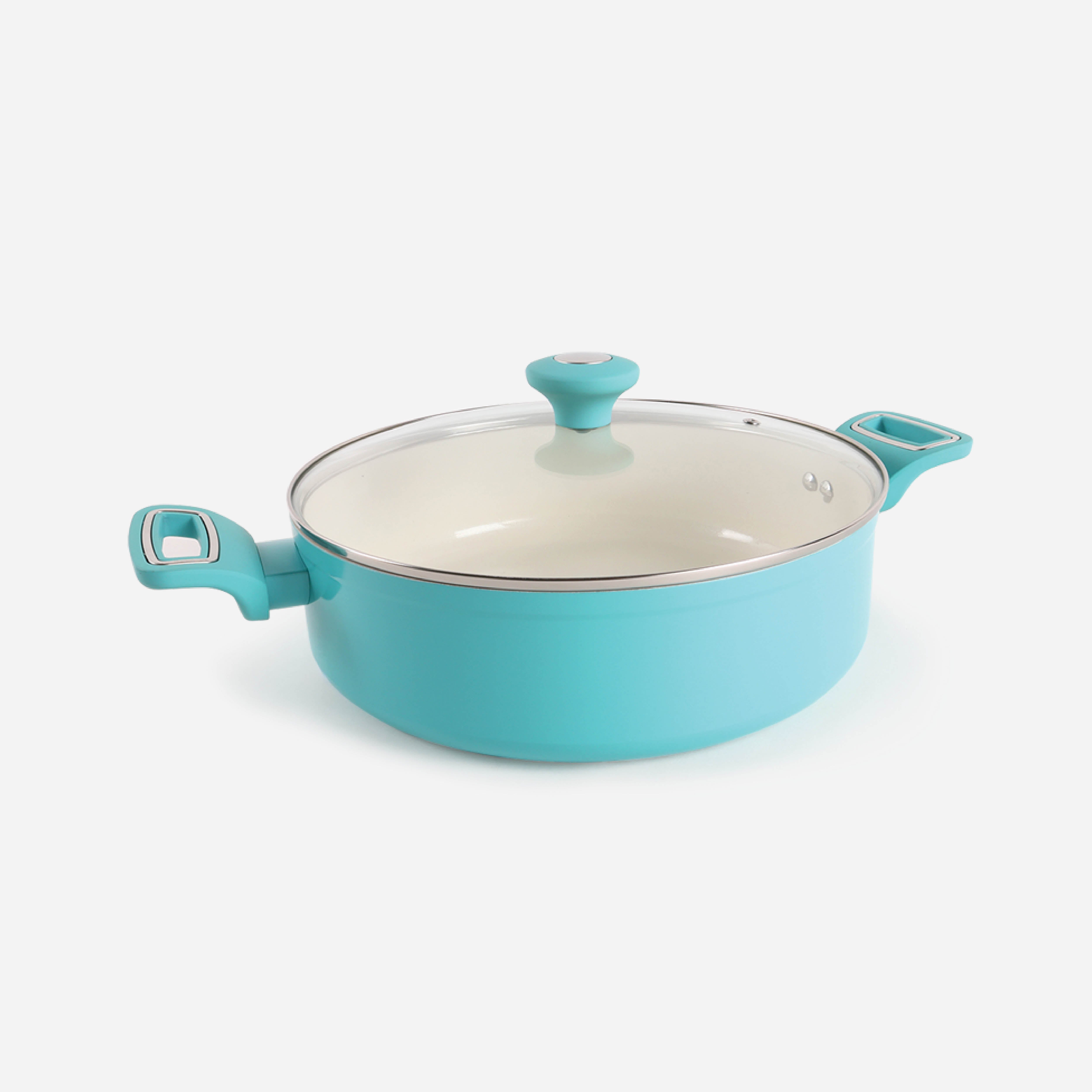 Martha Stewart Everyday Rexford Forged Aluminum Pan with Ceramic Non-Stick Coating with LId (Blue) - 5qt.