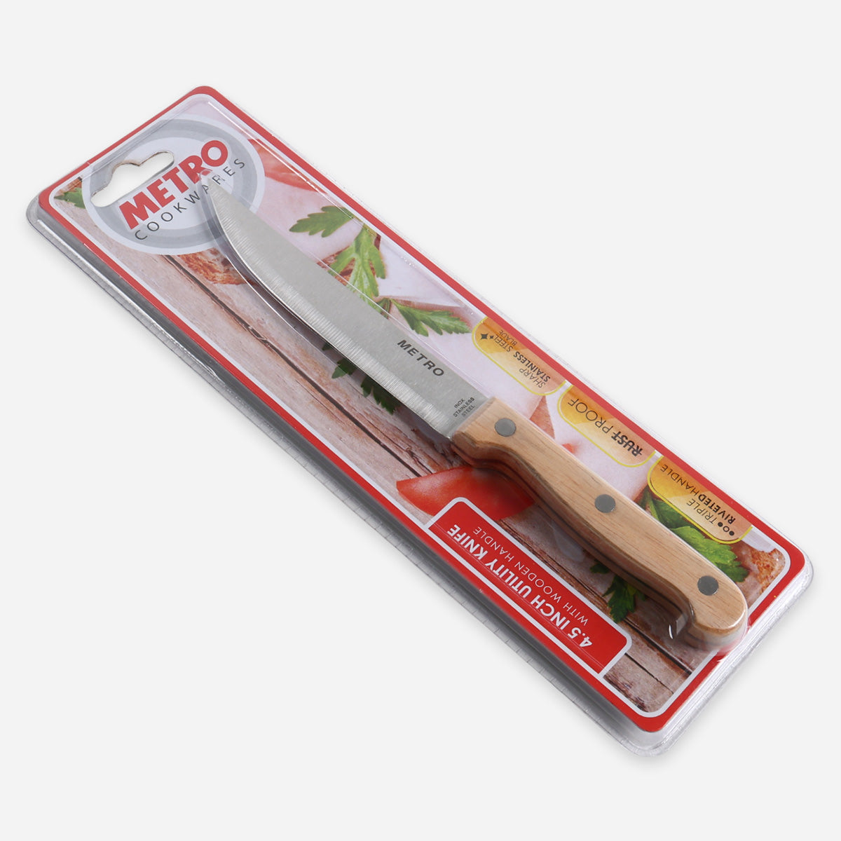 Metro Utility Knife with Wooden Handle - 4.5in.
