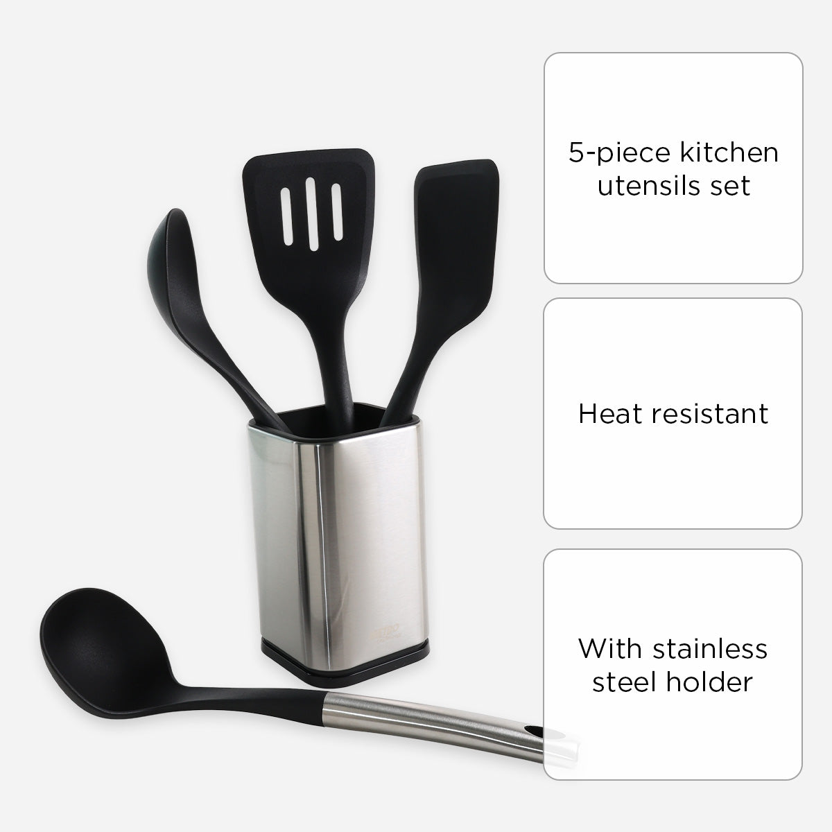 Metro 5-Piece Nylon Kitchen Tool Set - Black