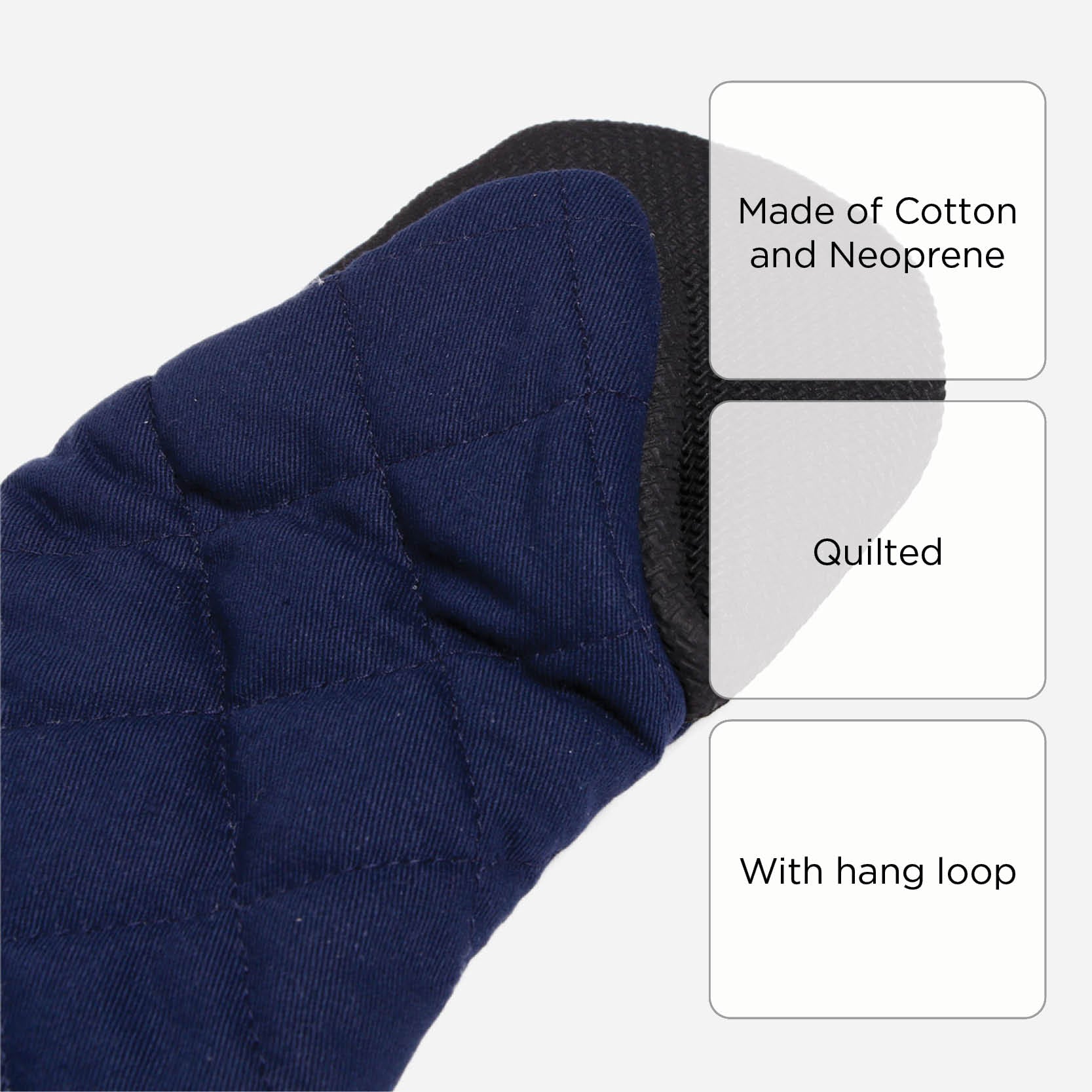 Hosh Quilted Oven Mitten - Navy Blue
