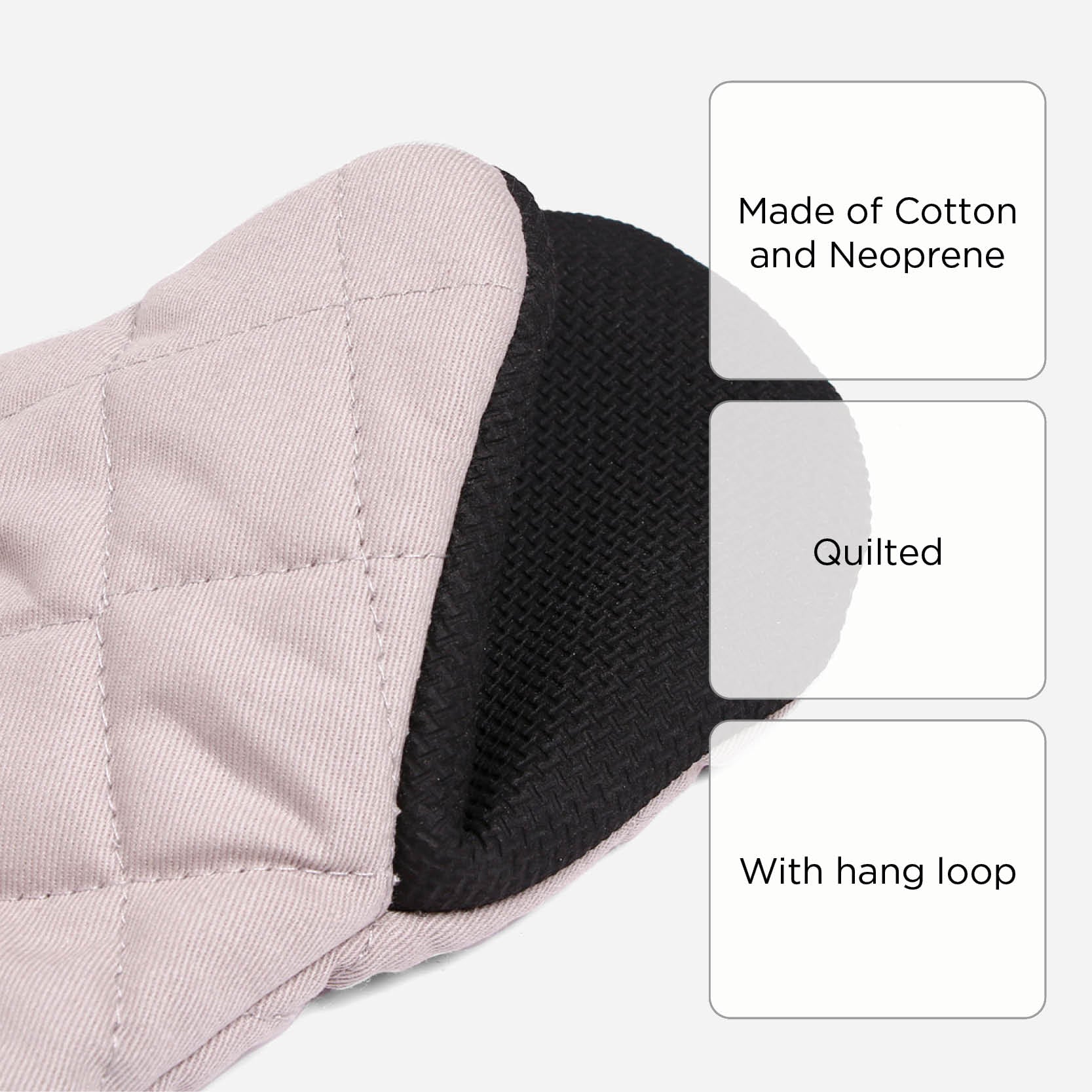 Hosh Quilted Oven Mitten - Gray