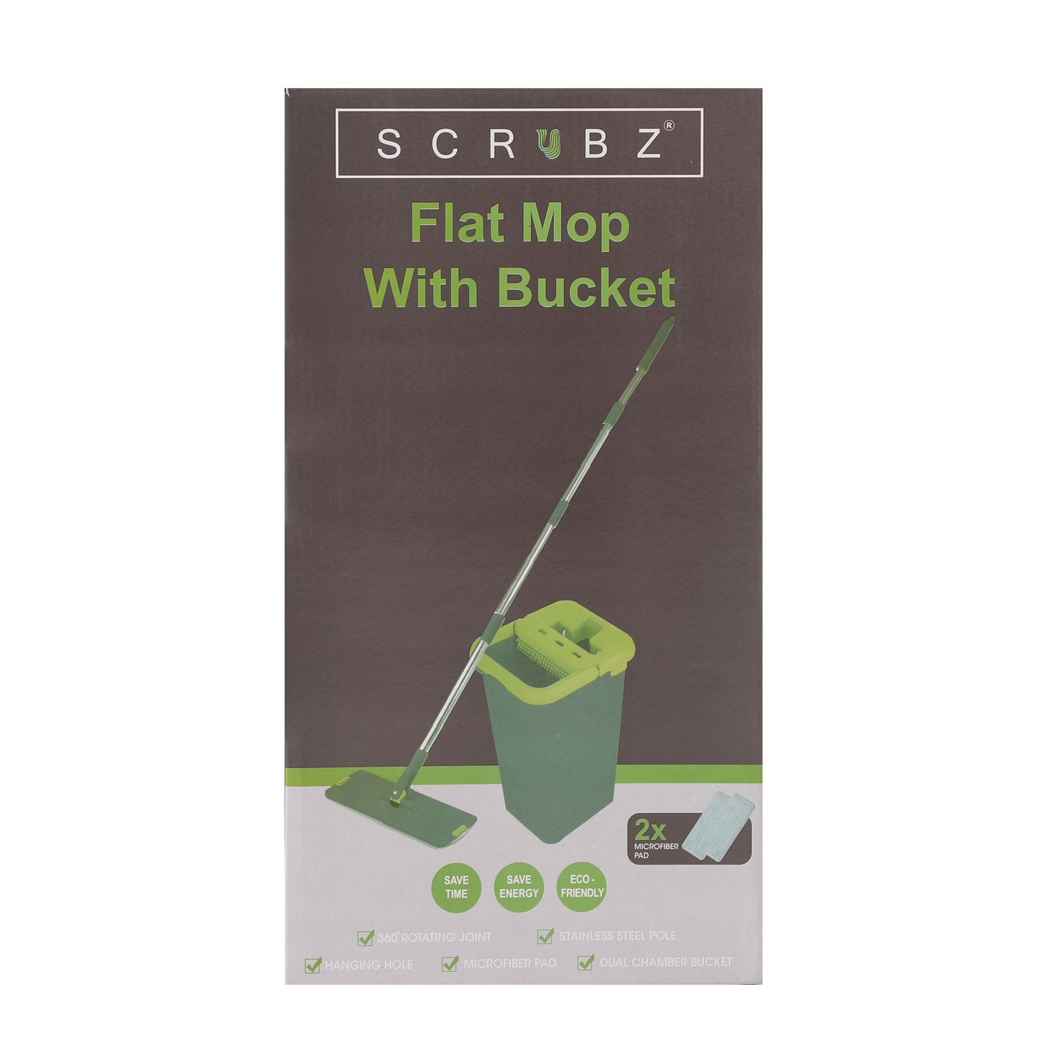 Scrubz Flat Mop with Bucket