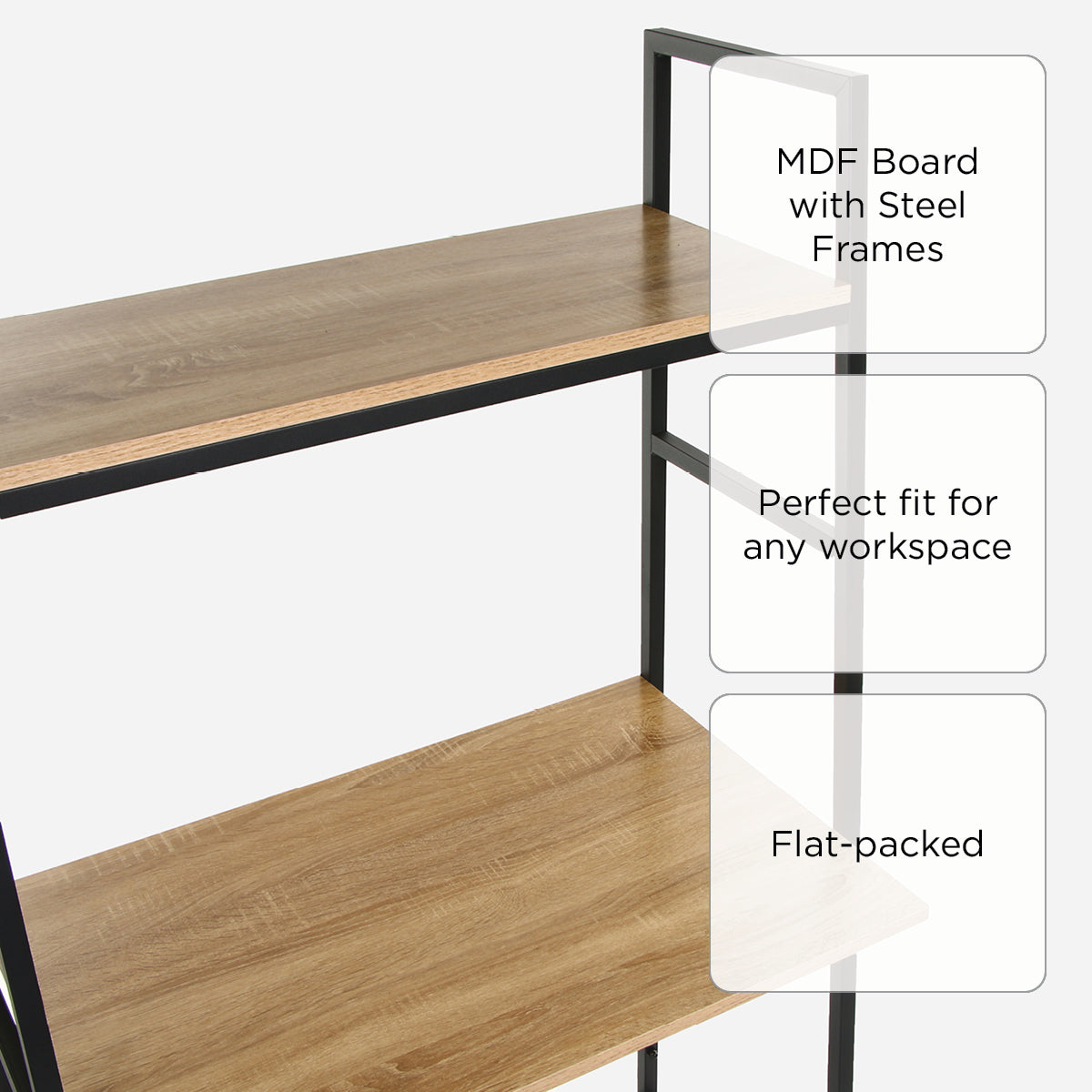 Yori Takara Space-Saving Study Desk with Shelves Steel Frame Table