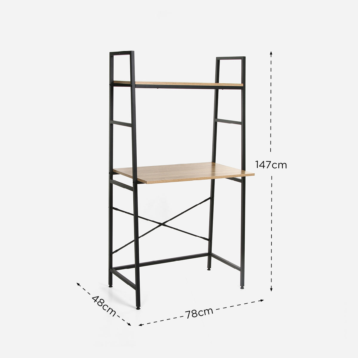 Yori Takara Space-Saving Study Desk with Shelves Steel Frame Table