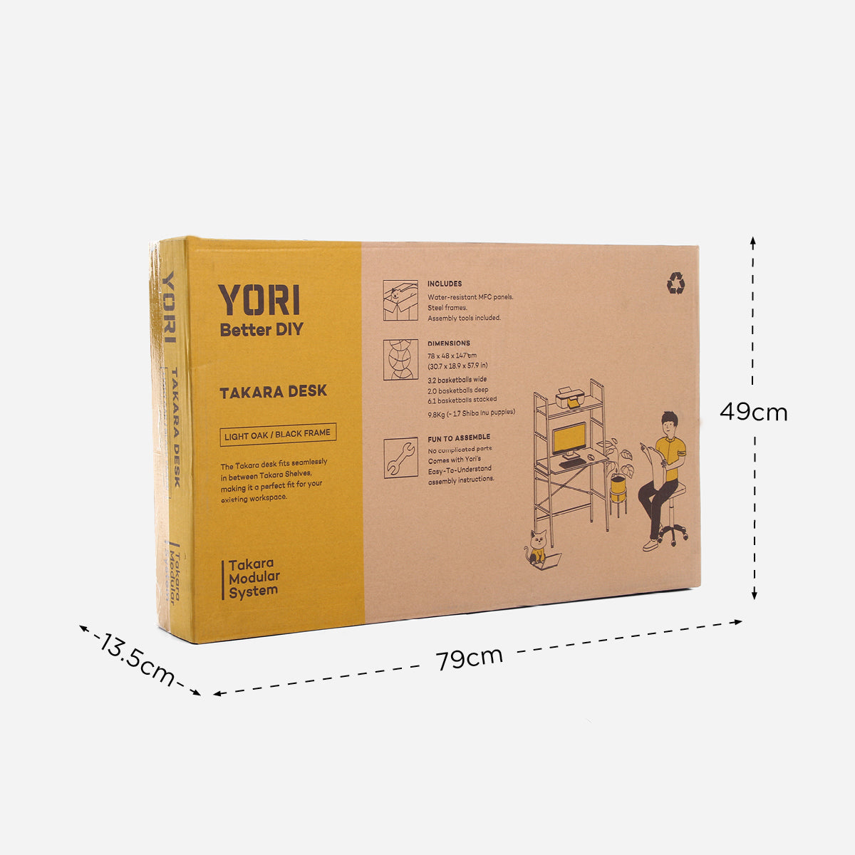 Yori Takara Space-Saving Study Desk with Shelves Steel Frame Table