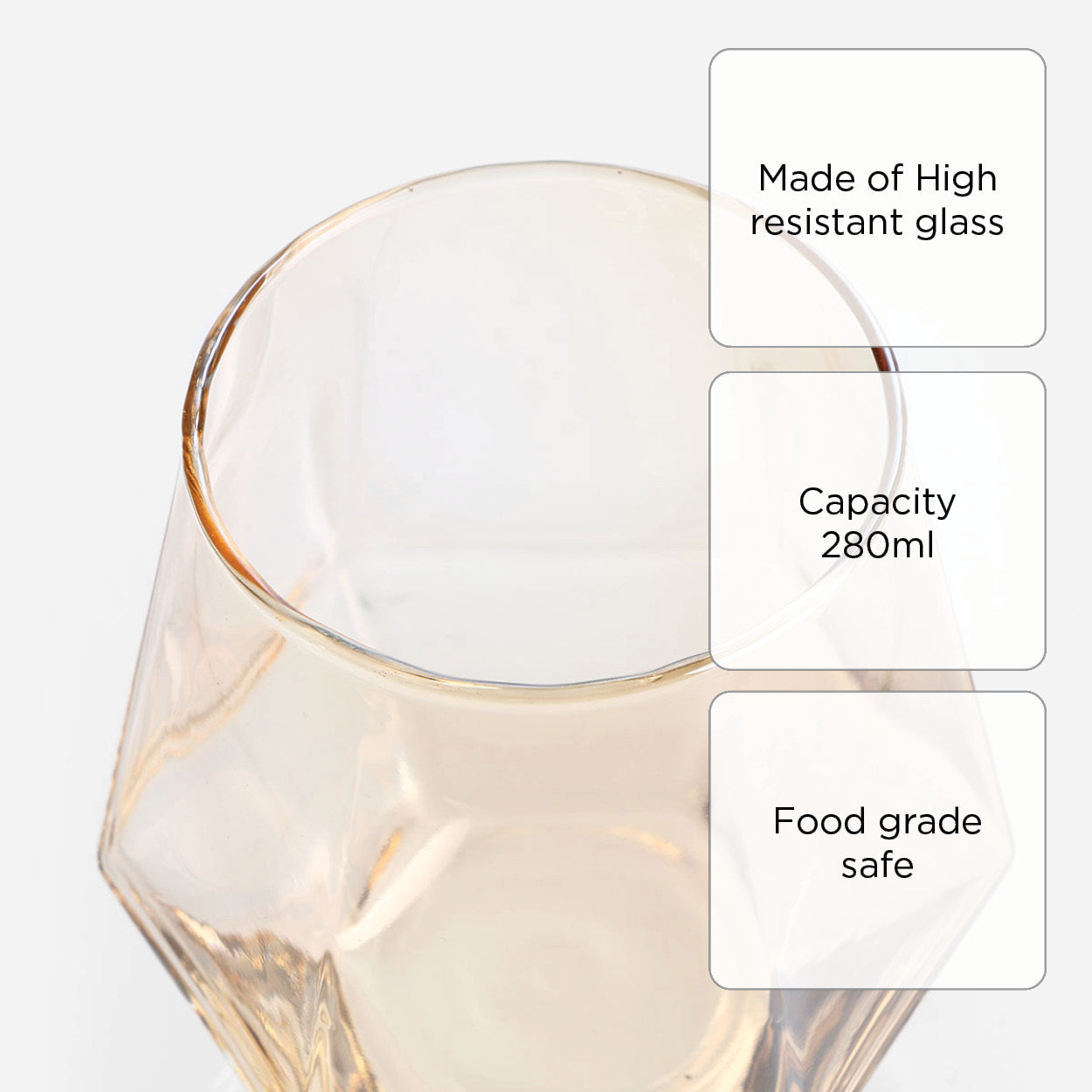 Hooga 6-Piece Glass Set (Gold) - 310ml