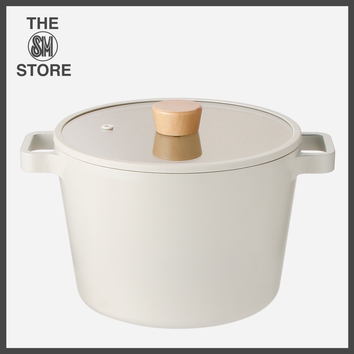 Neoflam Fika Cast Aluminum Deep Stock Pot with Glass Lid 22cm - Sahara Sand