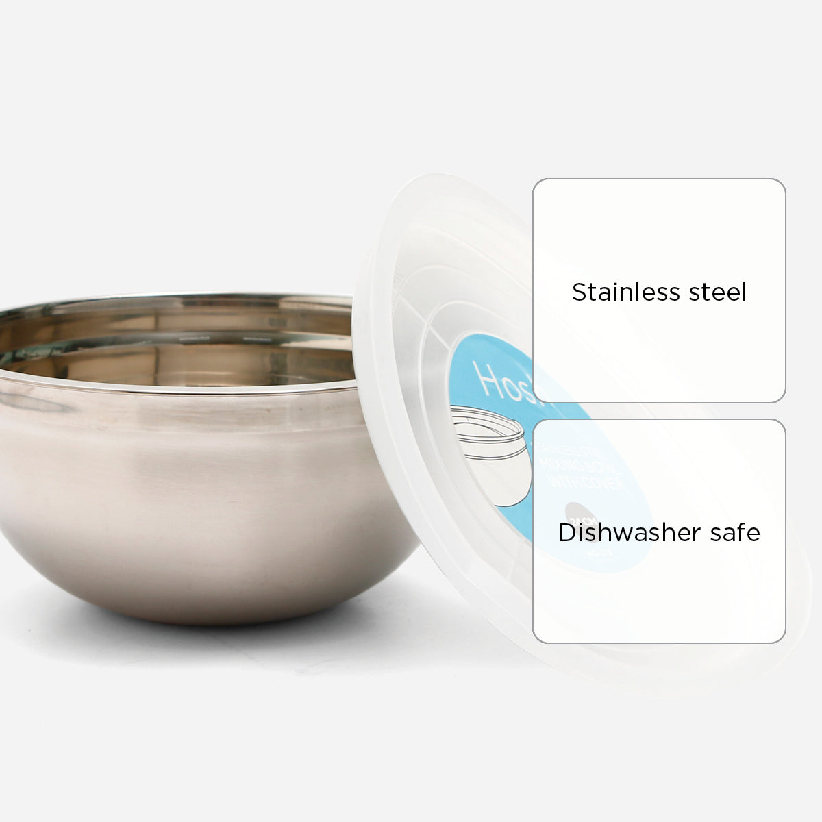 Hosh Kitchenware Stainless Steel Mixing Bowl With Lid 24cm