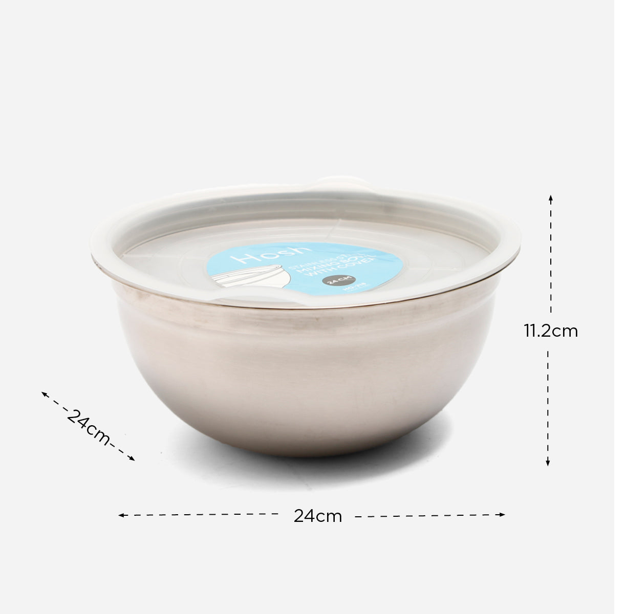 Hosh Kitchenware Stainless Steel Mixing Bowl With Lid 24cm