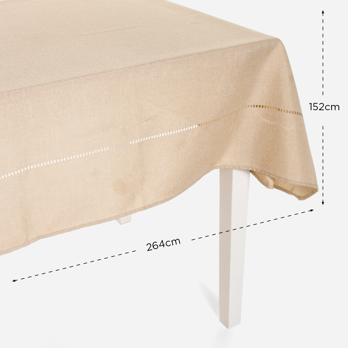 Hosh Fabric Tablecloth with Hole (Beige) - 60x104in.