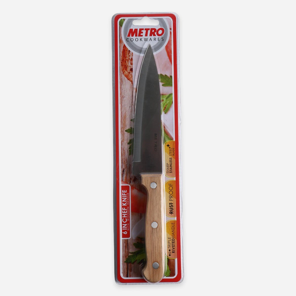 Metro Chef Knife with Wooden Handle - 6in.