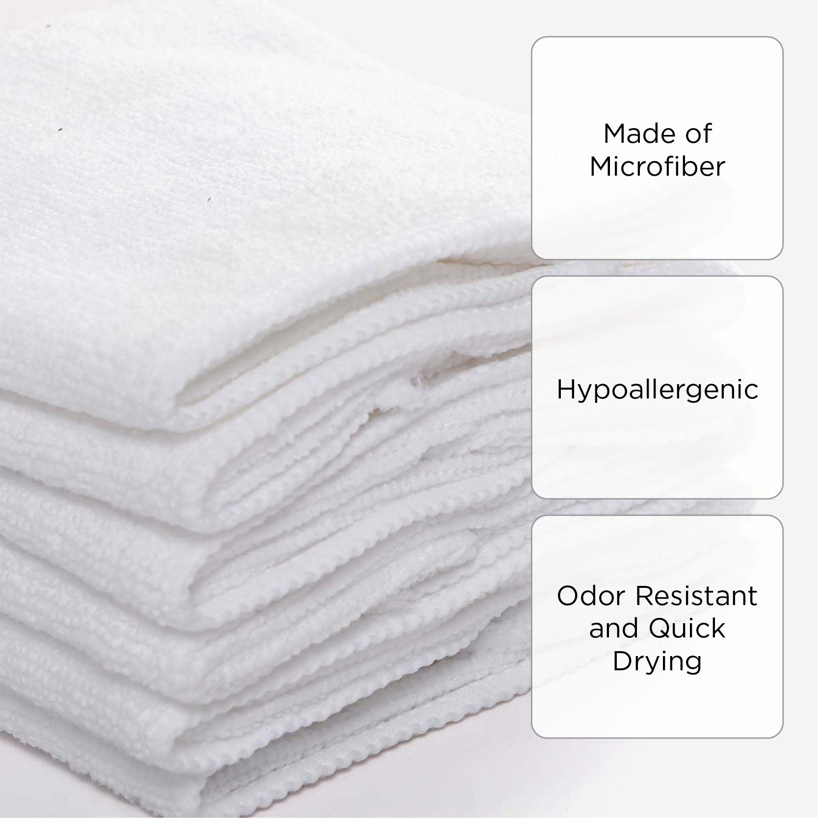 SM Home Set of 6 Micro Hand Towels (White) - 11x18 inches