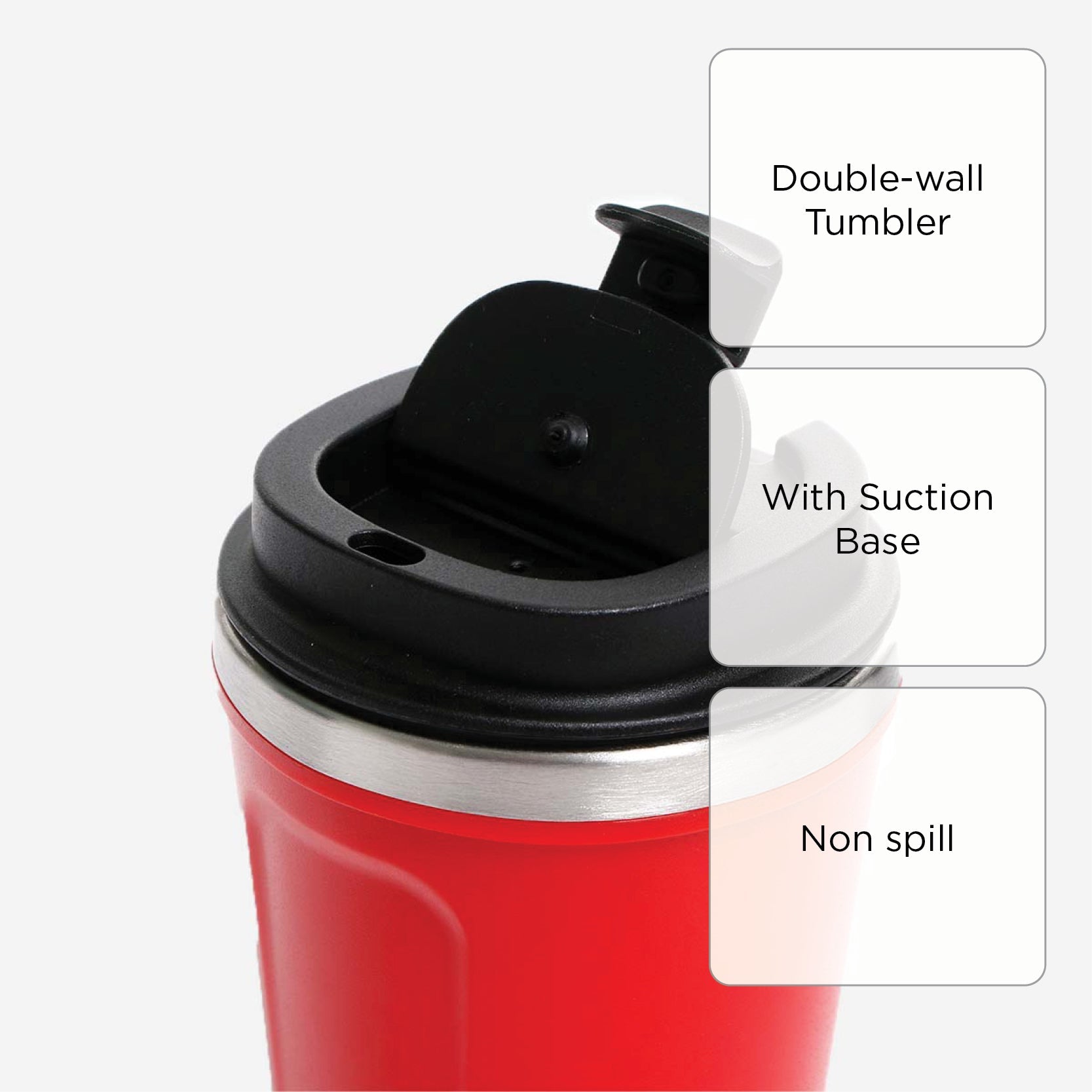 Atlantic Double Wall Tumbler Suction (Red)- 380ml