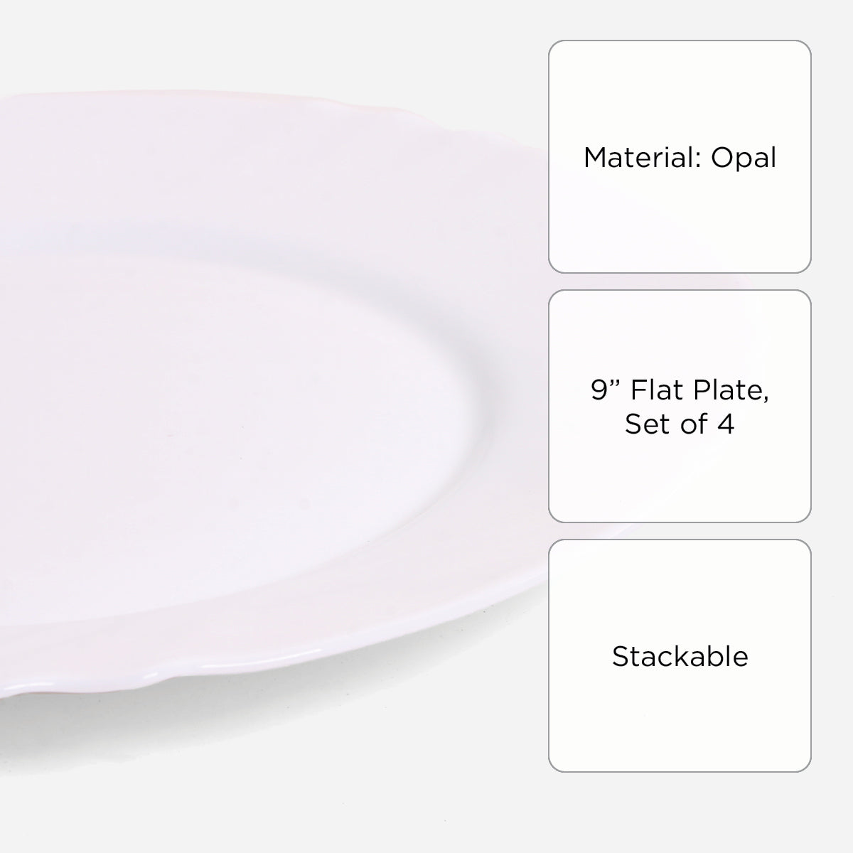 Hosh 4-Piece Opal Flat Plate - 9in.