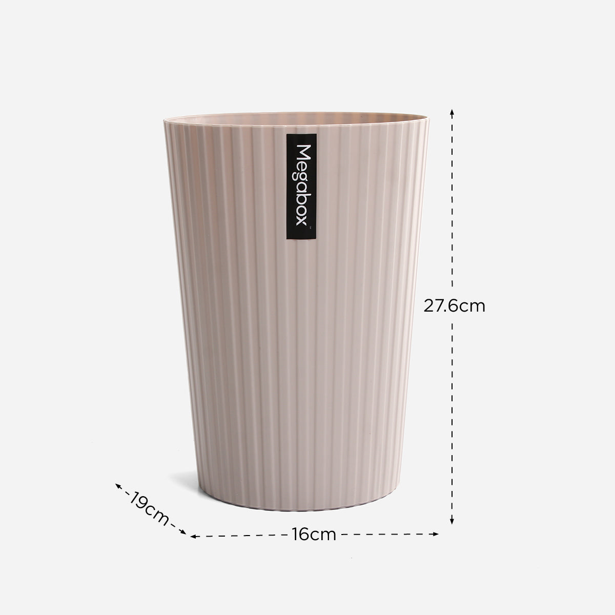 Megabox Round Vertical Strip Waste Can MG-722 (Beige) - 6L