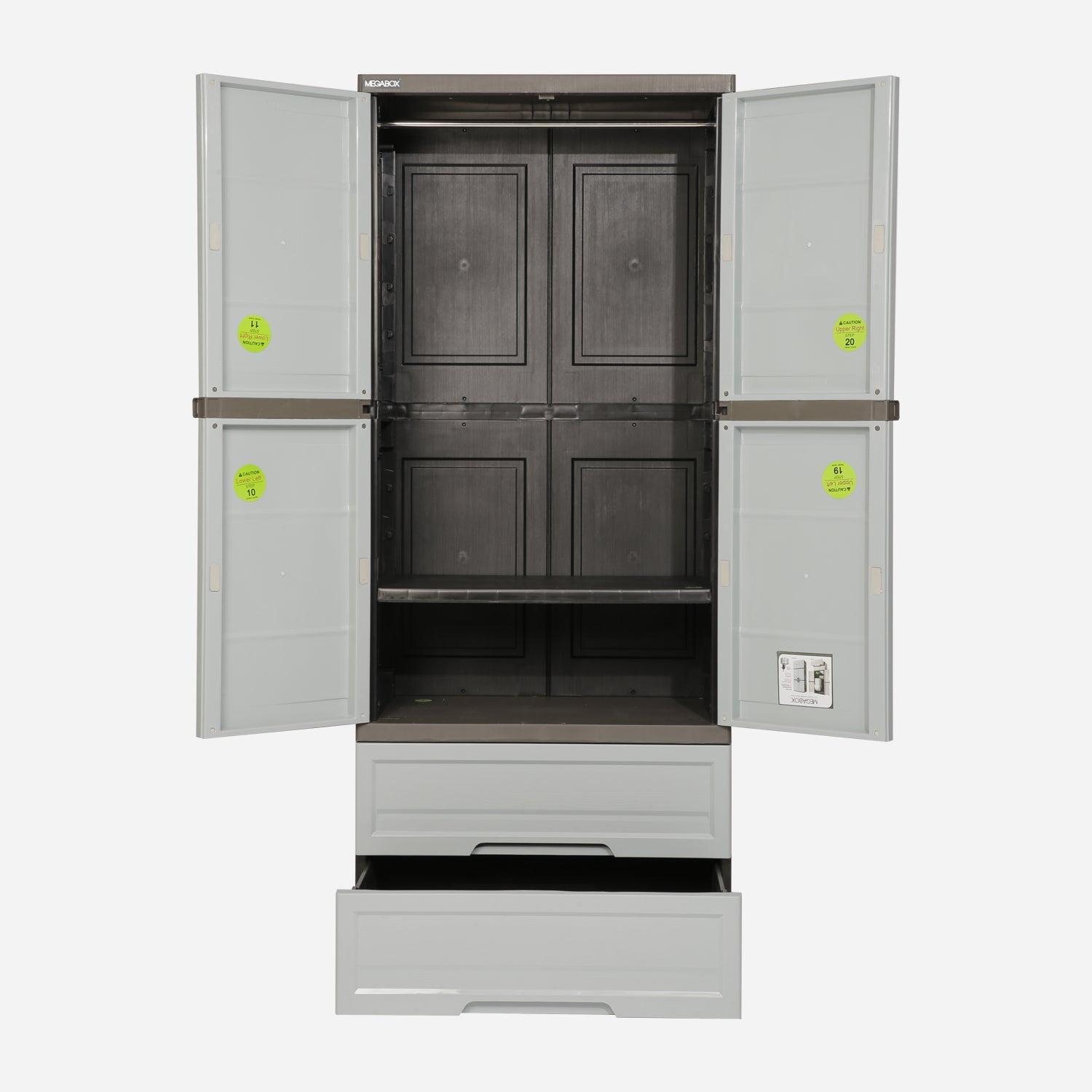 Megabox Wardrobe Cabinet with 2 Drawers - Gray