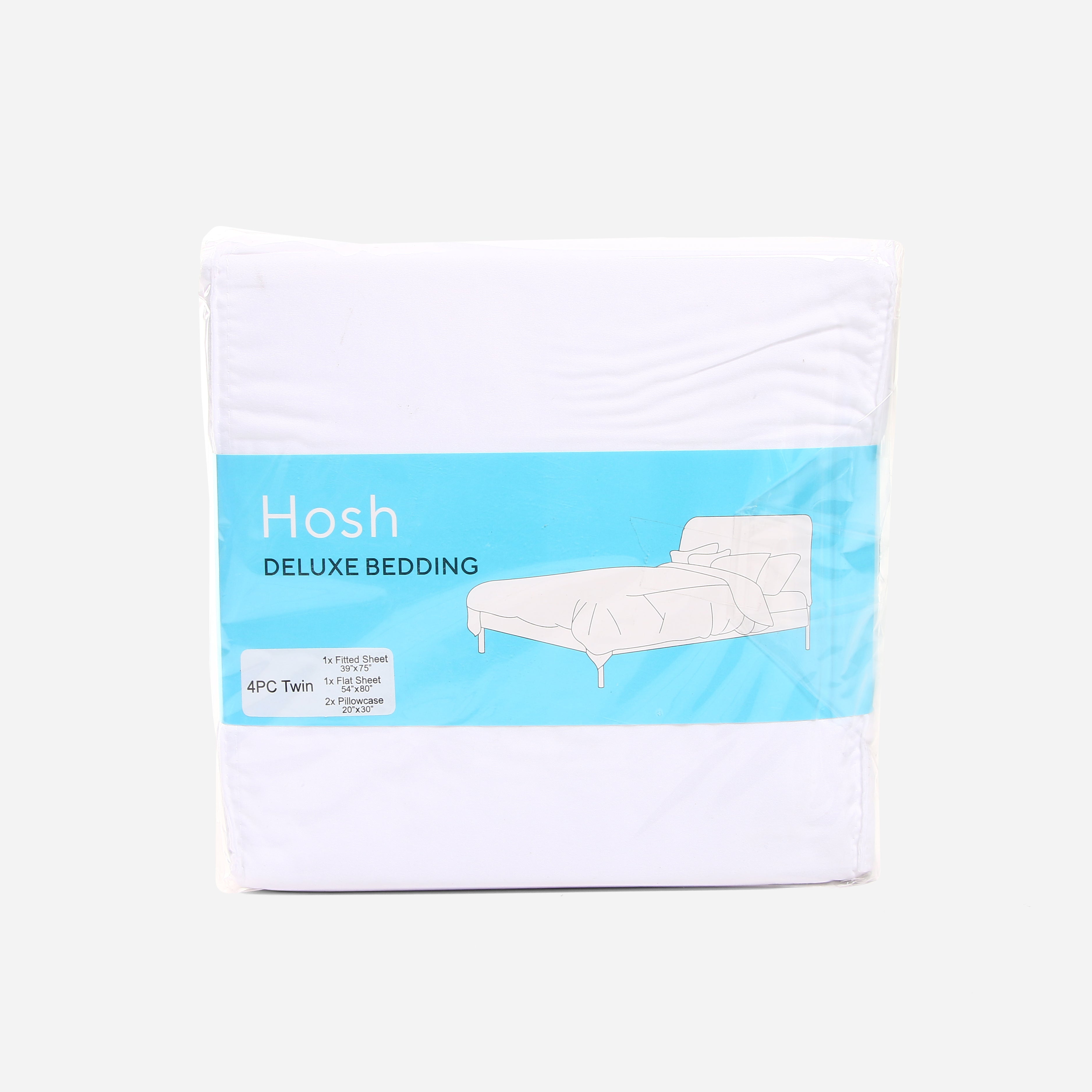 Hosh 4-Piece Twin Size Bedsheet Set - White