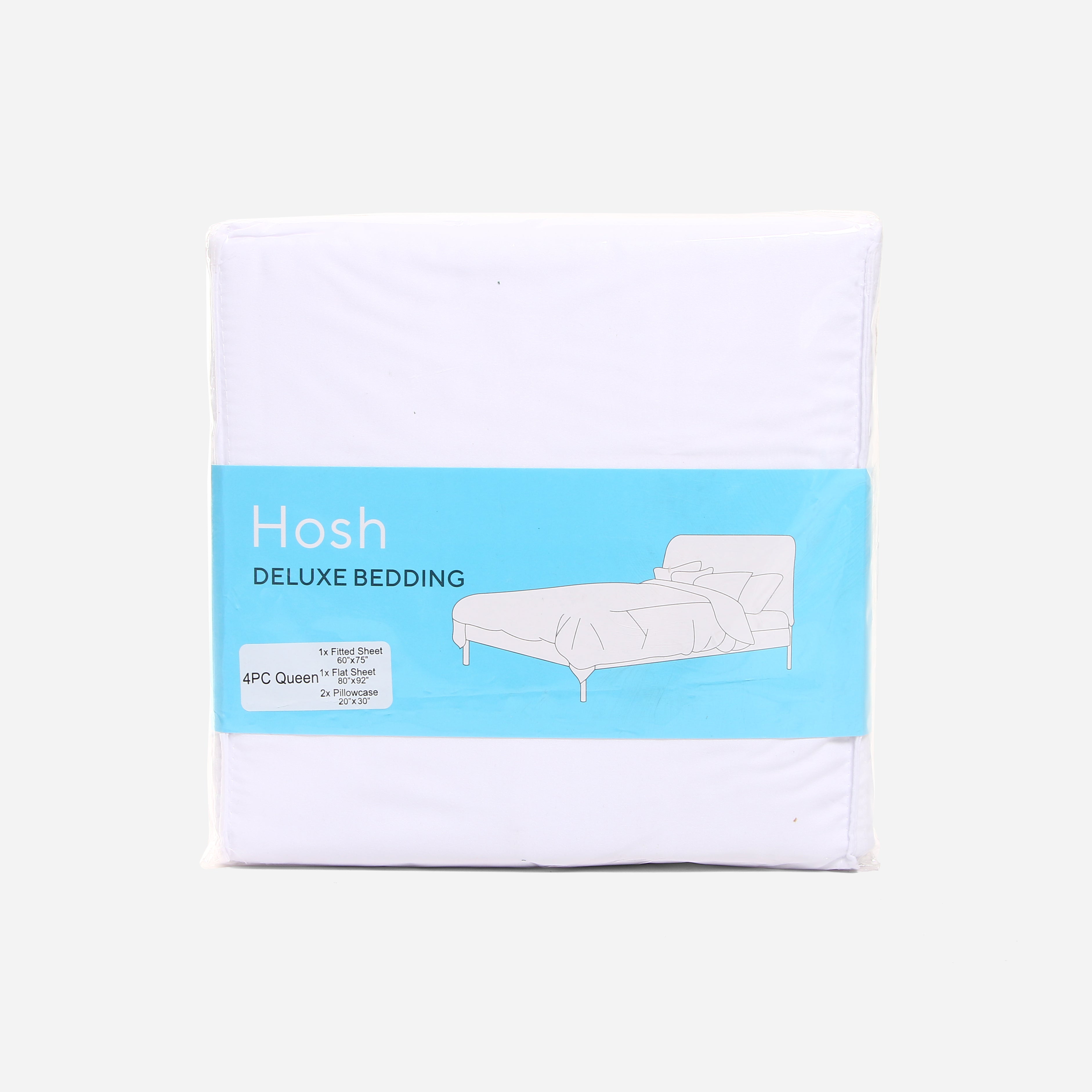 Hosh 4-Piece Queen Size Bedsheet Set - White