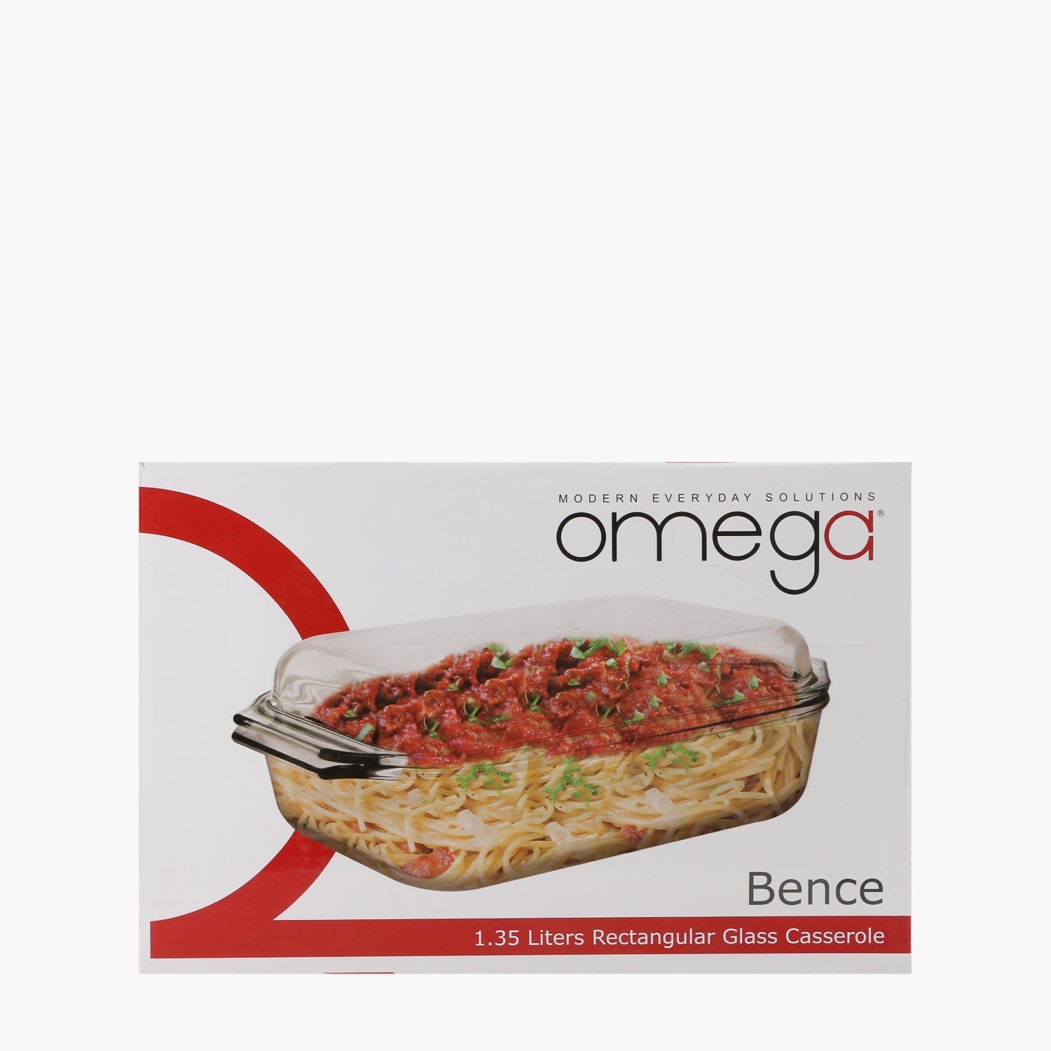 Omega Bence Rectangular Glass Casserole with Lid -  2.2L