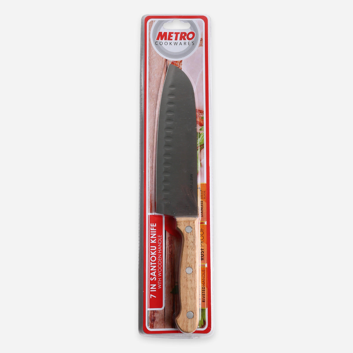 Metro Santoku Knife with Wooden Handle- 7in.
