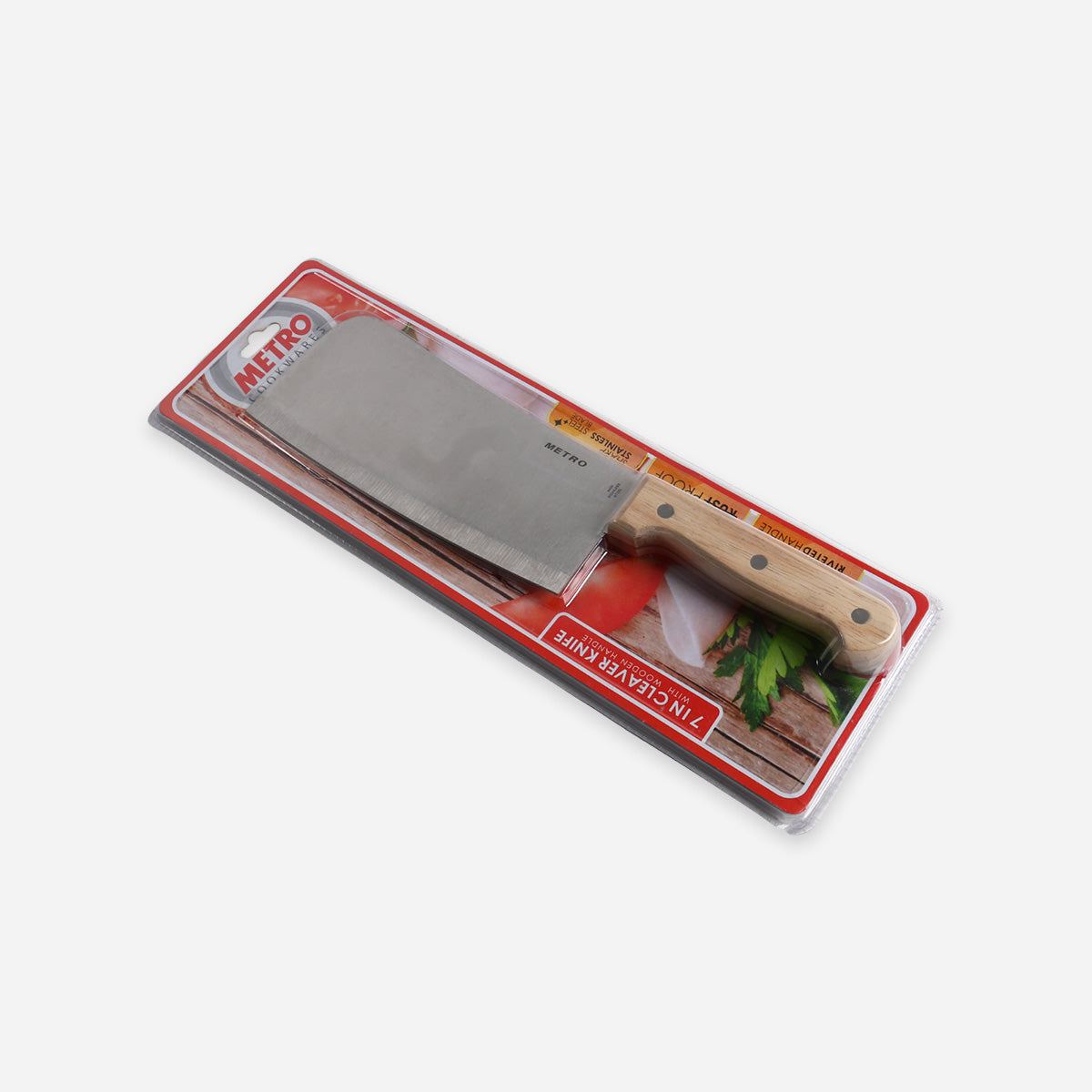 Metro Cleaver Knife with Wooden Handle - 7in.
