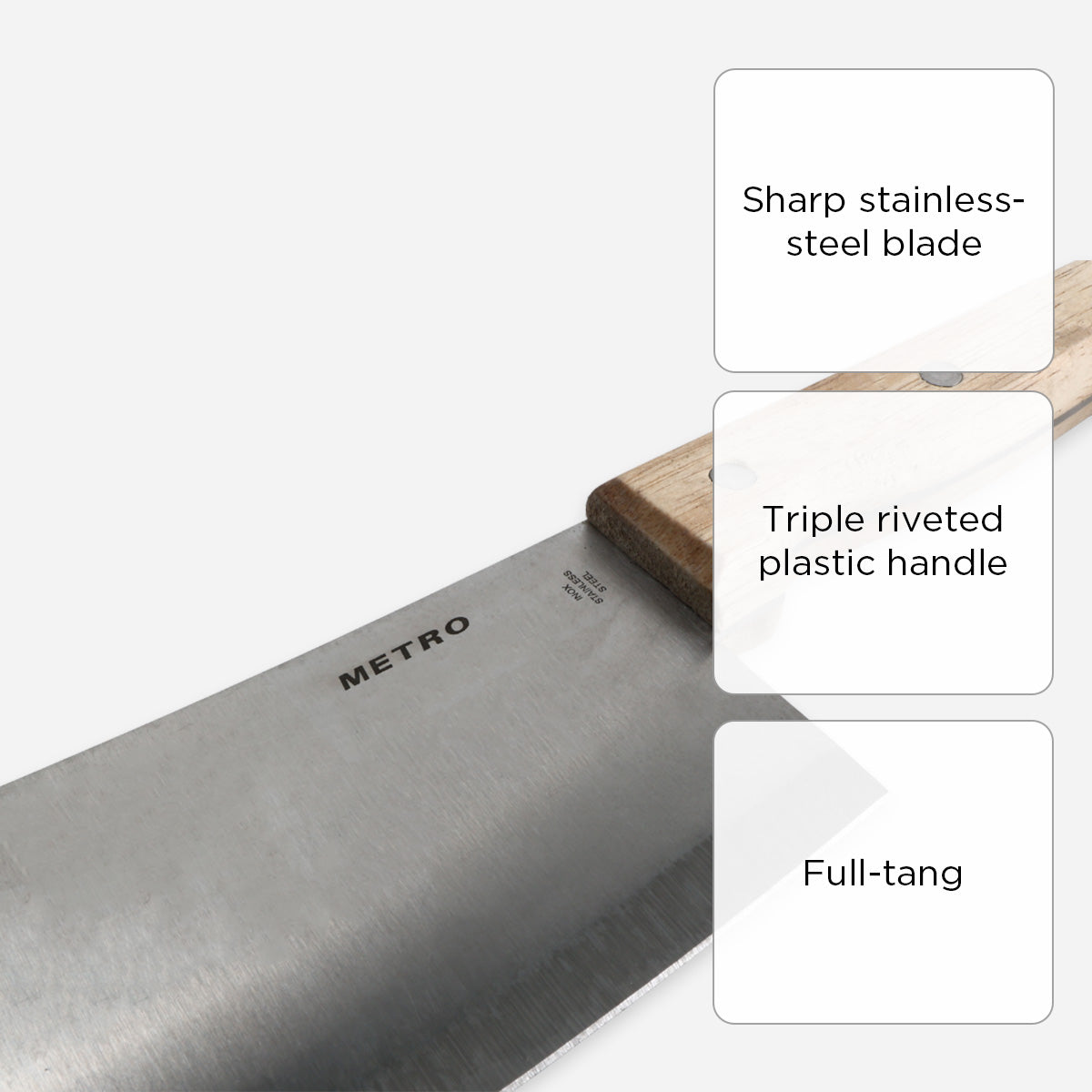 Metro Cleaver Knife with Wooden Handle - 7in.