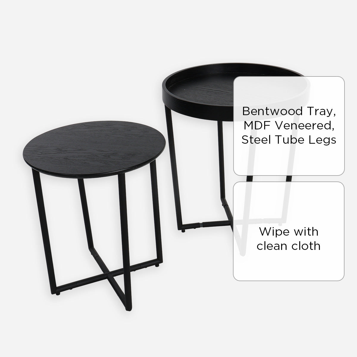 Ascend 2-Piece Nesting Table Set - Black