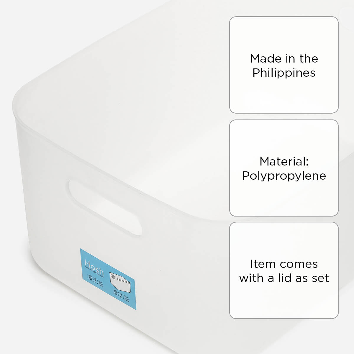 Hosh Storage Box 2189C (Smoked White) - 36x26x16cm