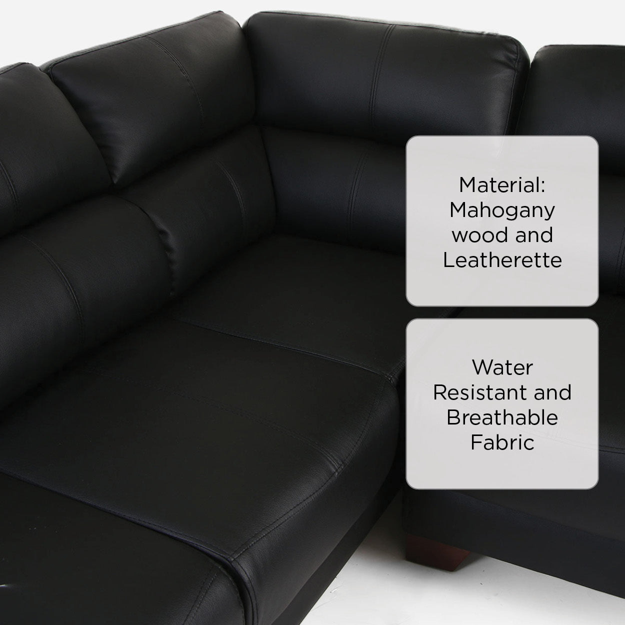 Benefit Sectional Sofa - Leather Black