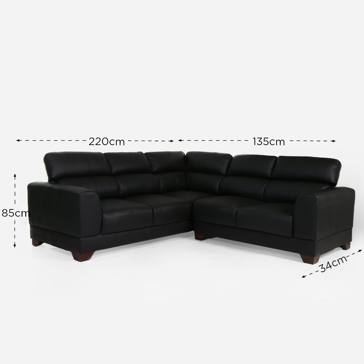 Benefit Sectional Sofa - Leather Black