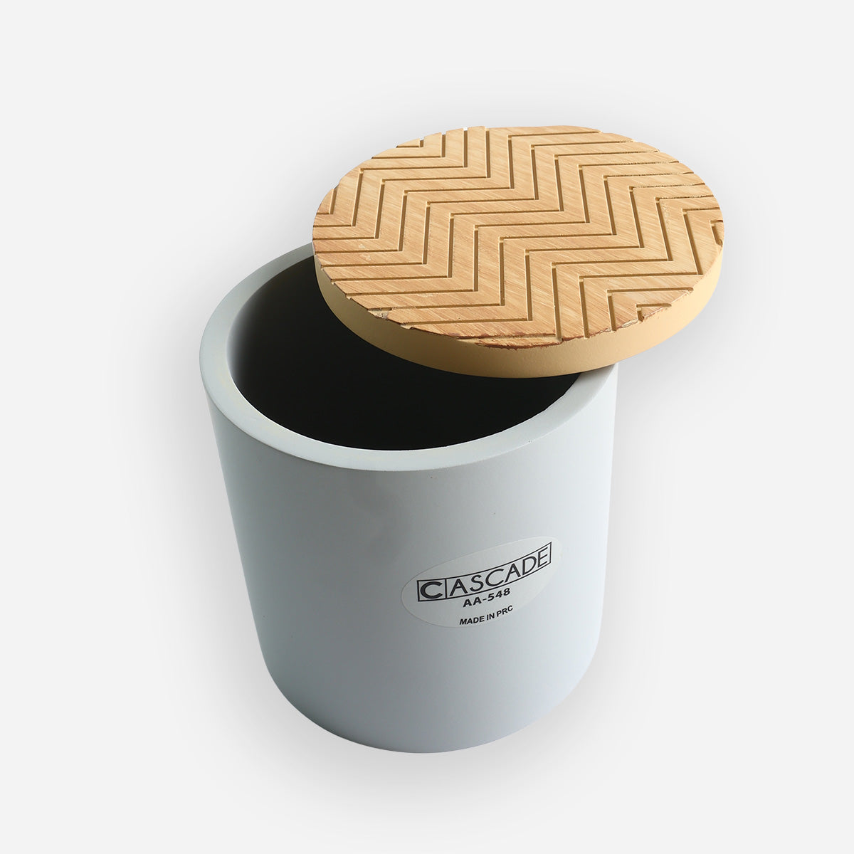 Cascade Wood Cotton Jar - Gray