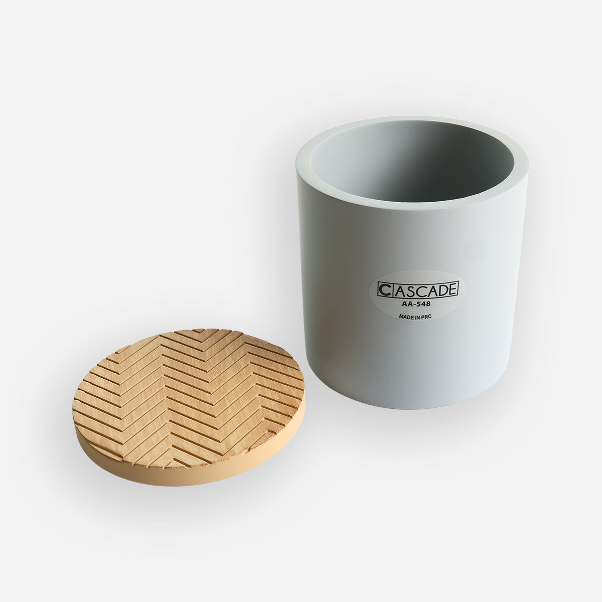 Cascade Wood Cotton Jar - Gray