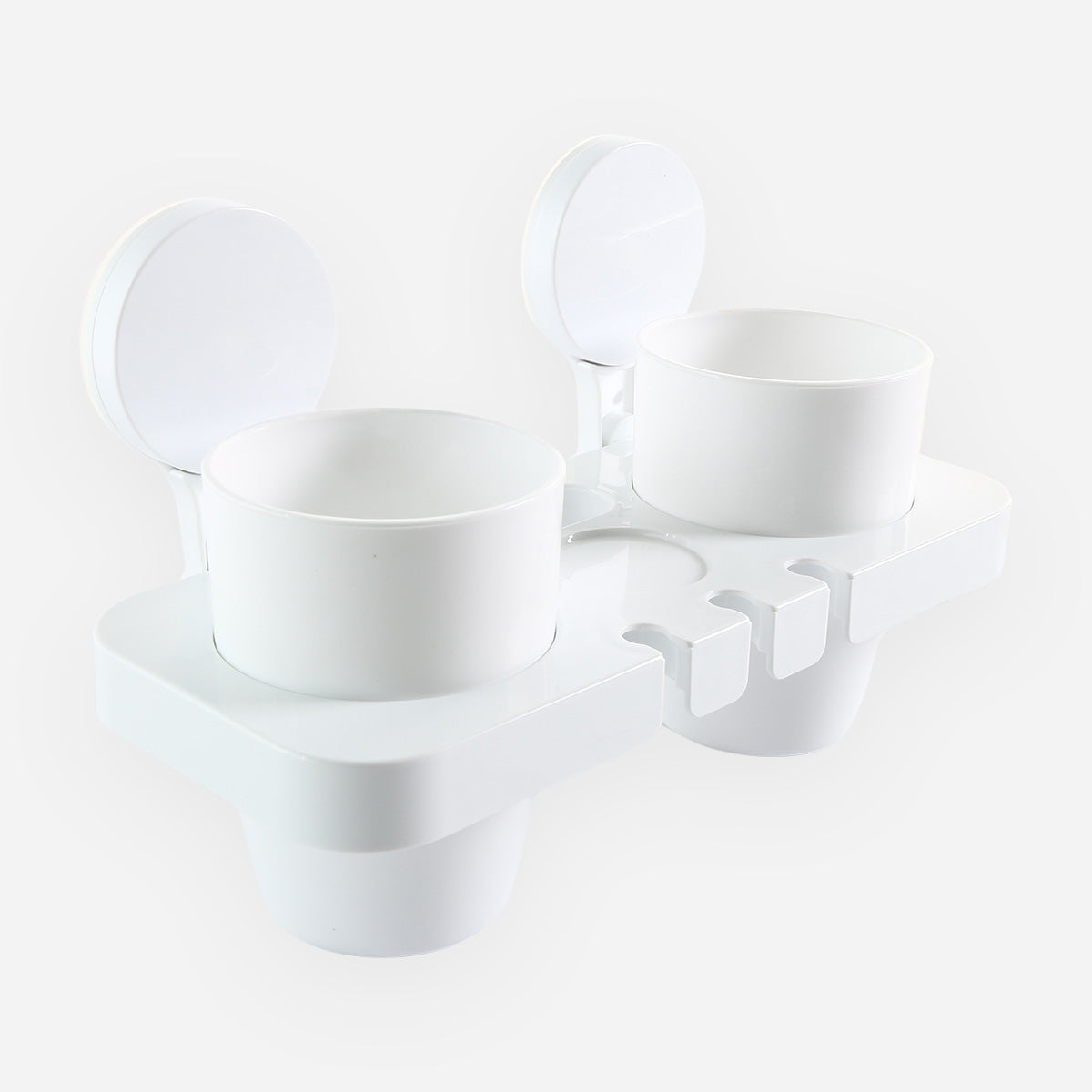 Cascade Suction Cup and Toothbrush Holder - White