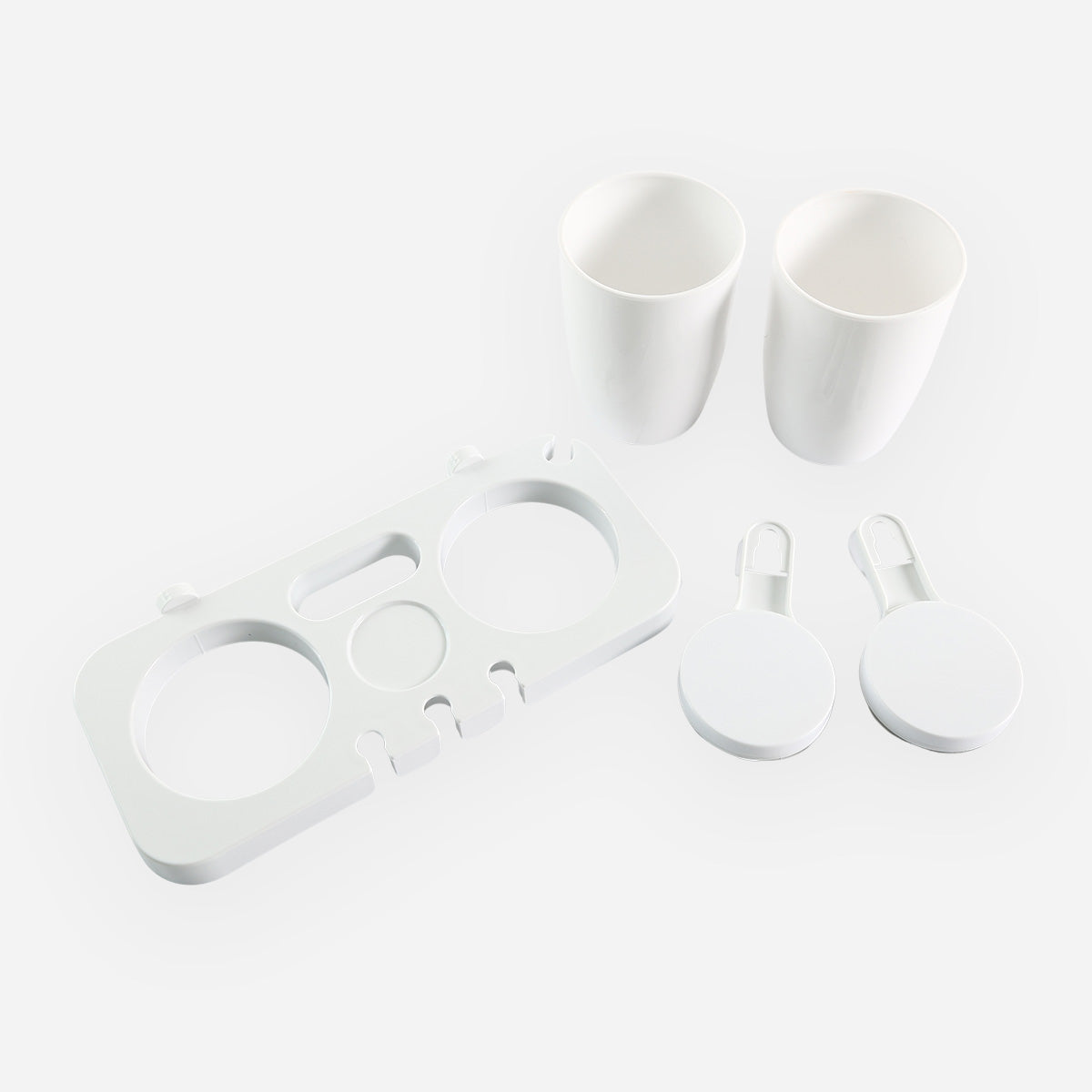 Cascade Suction Cup and Toothbrush Holder - White