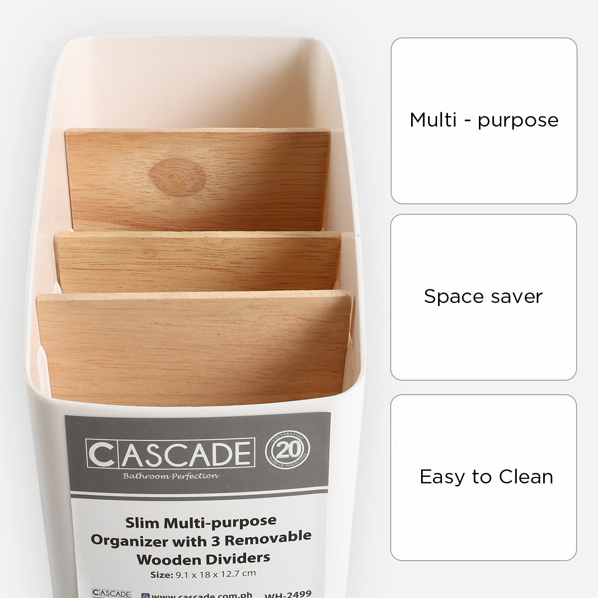 Cascade Slim Multi-Purpose Organizer - White