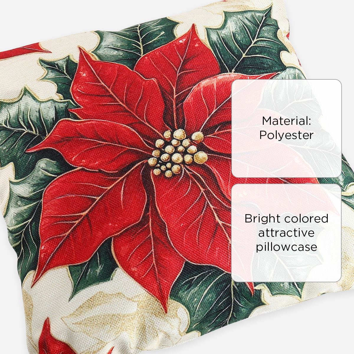 SM Home Christmas Poinsettia 08 Throw Pillow Case - 45x45cm