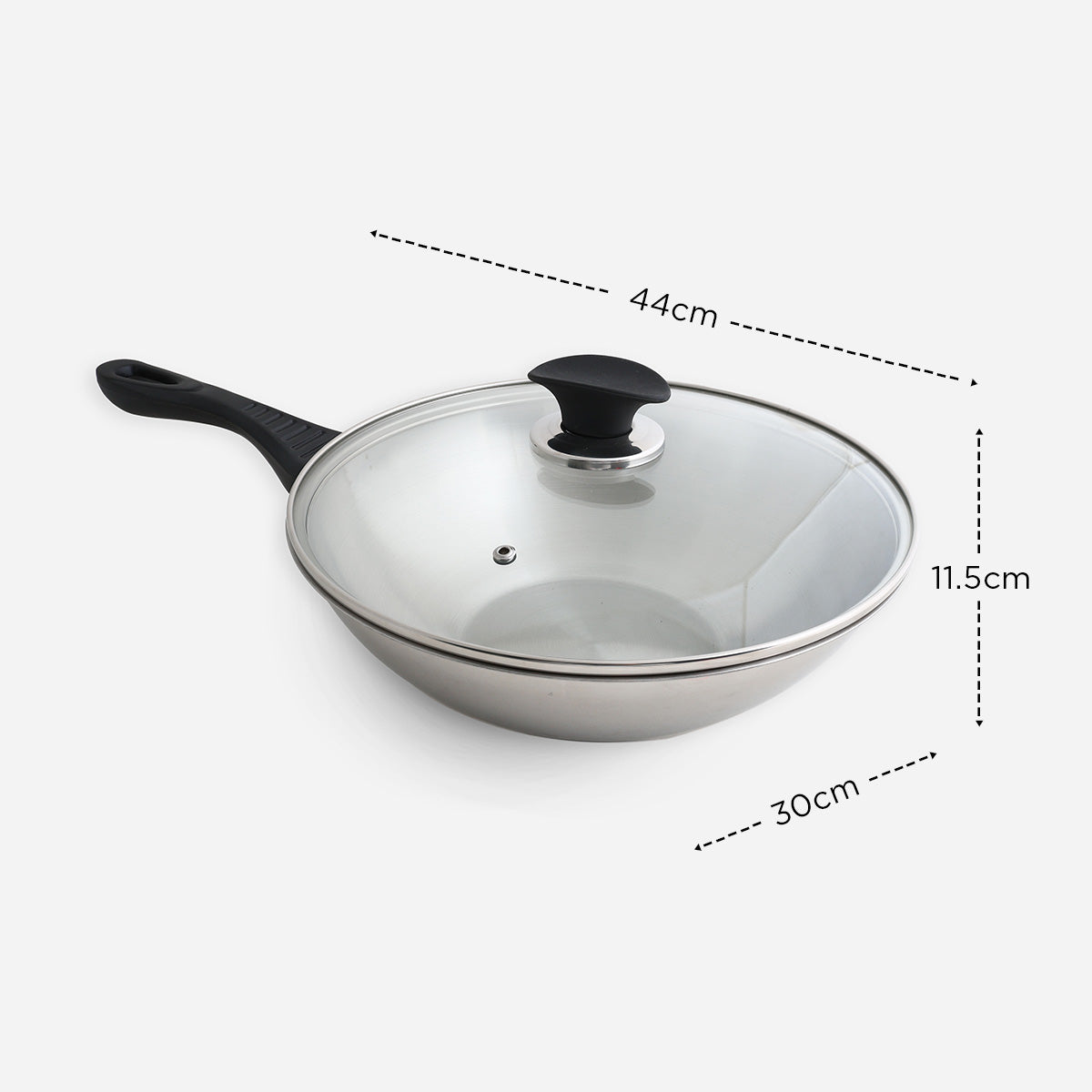 Metro Luna Stainless Steel Chinese Wok - 30cm