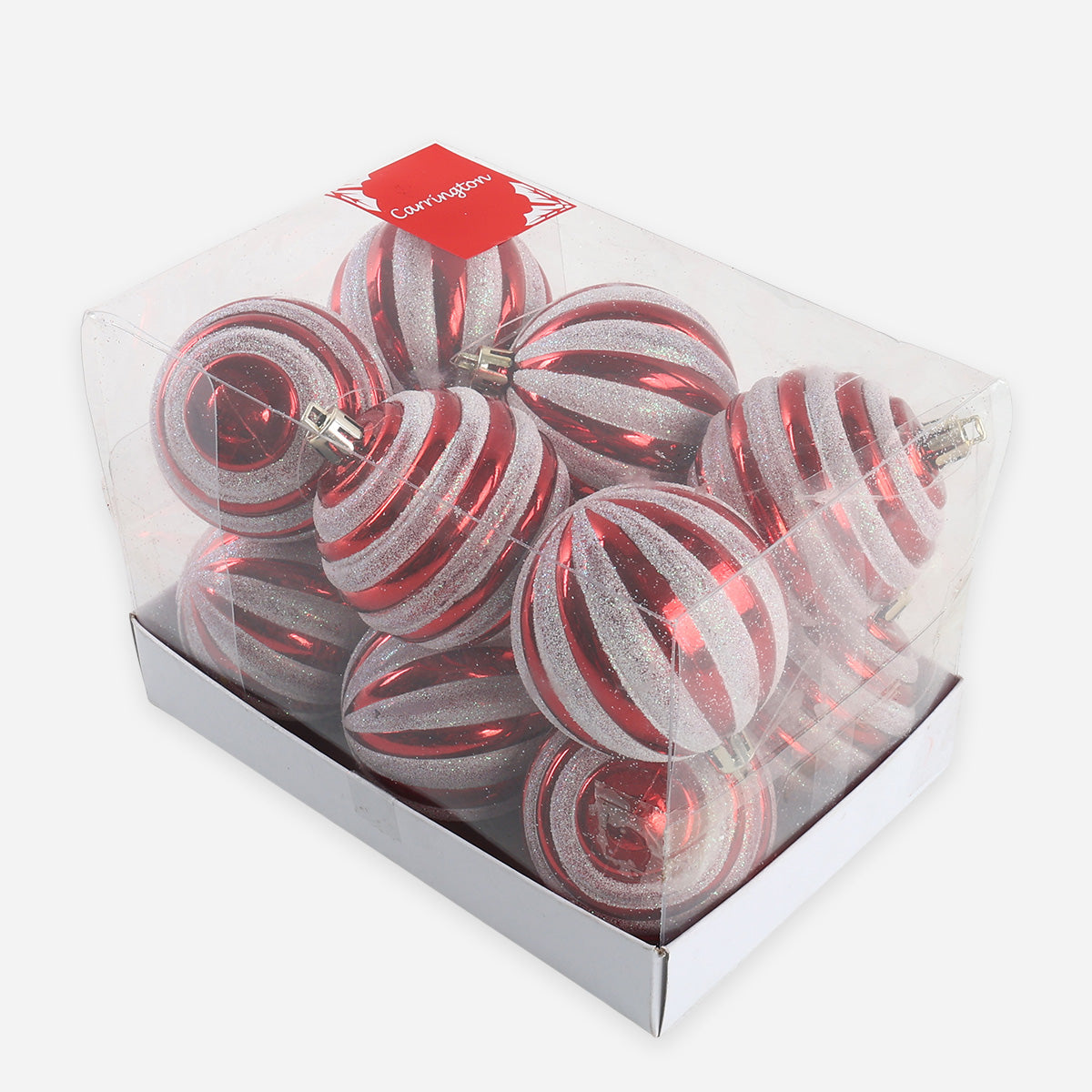 SM Home Set of 12 Christmas Balls (Red/White) - 6cm