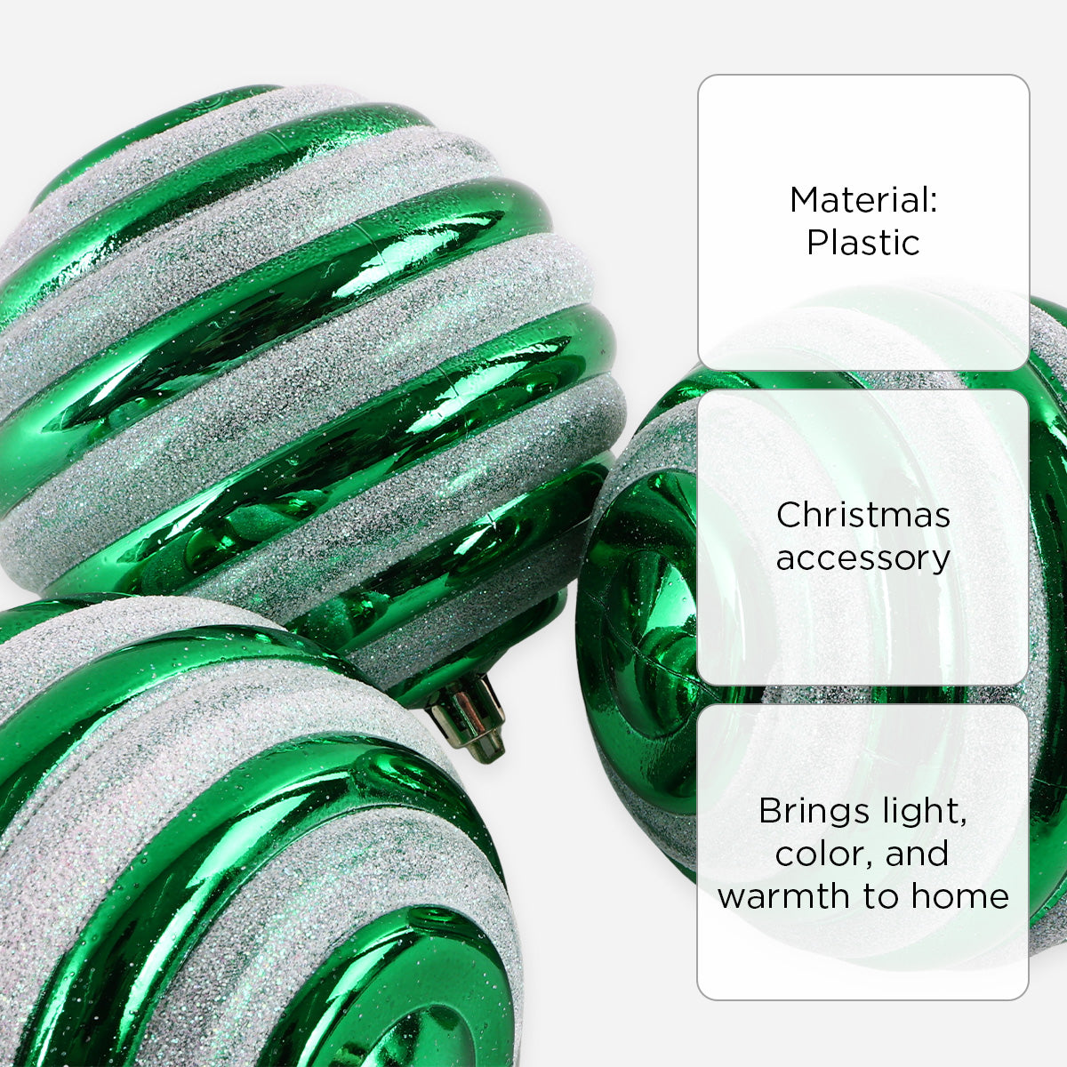 SM Home Set of 3 Christmas Balls (Green) - 10cm