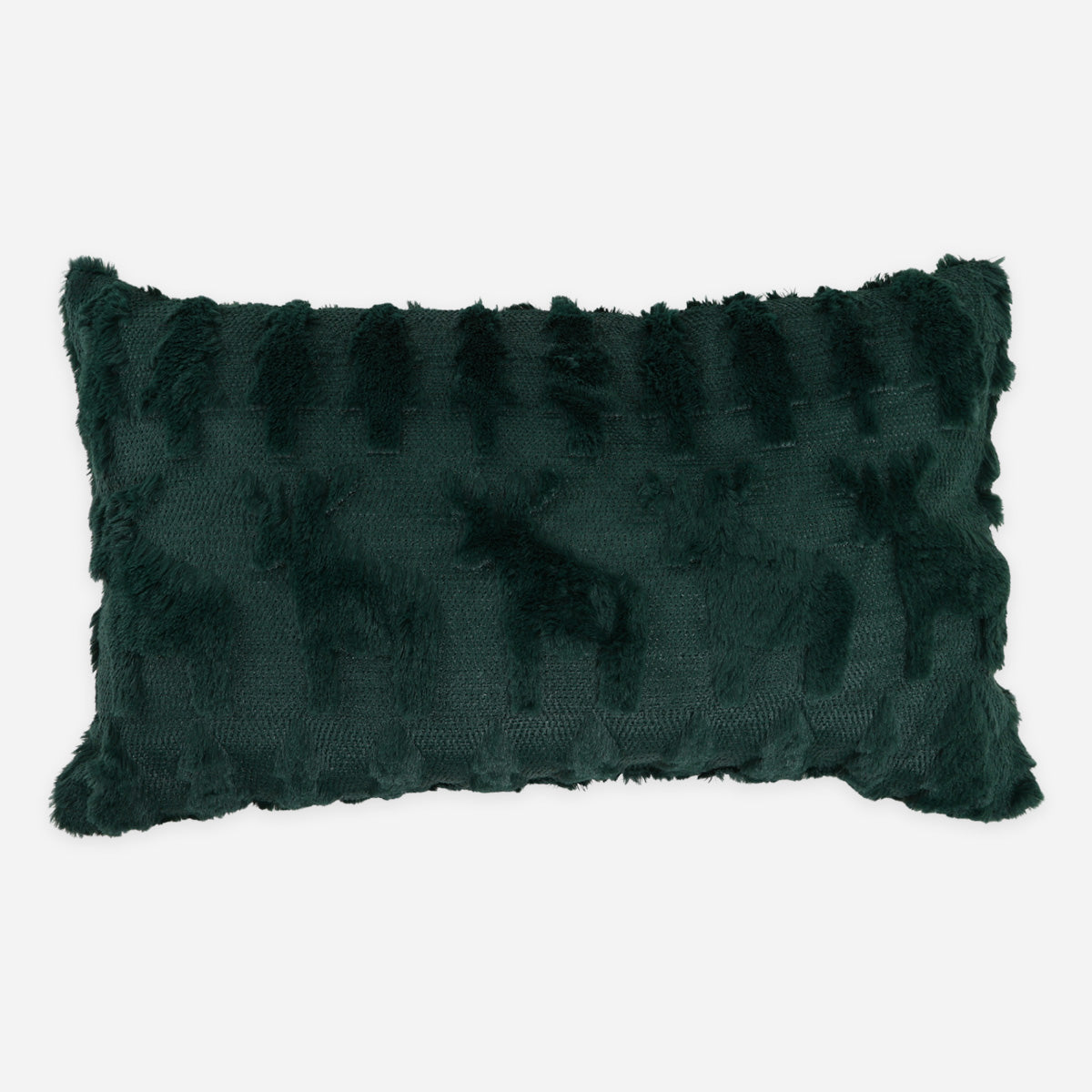 SM Home Christmas Furry Reindeer Fun Pillow (Green) - 12x20in.