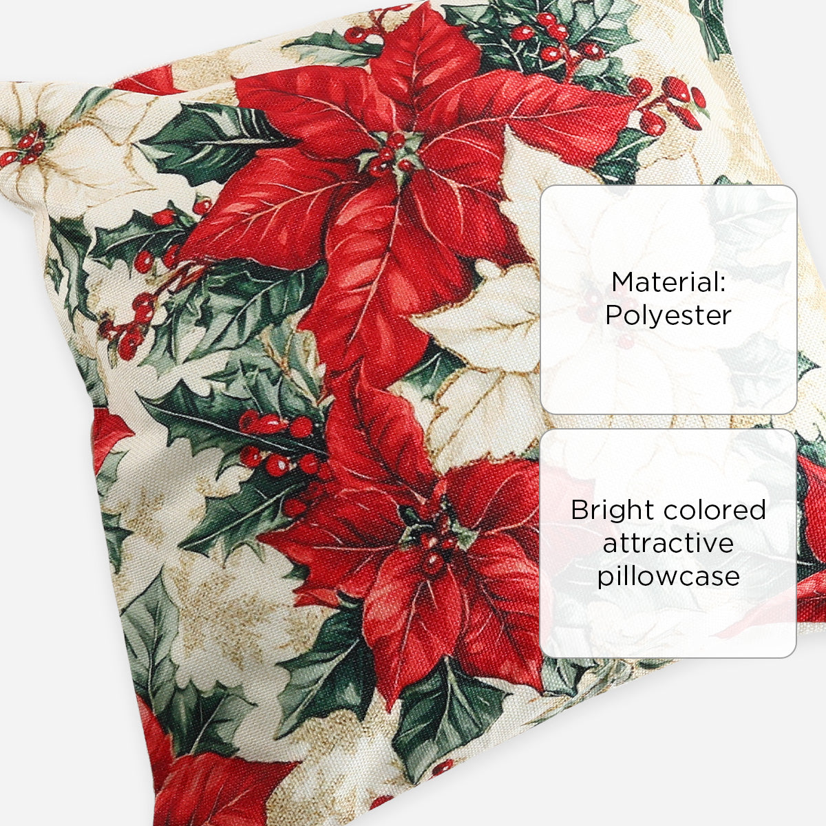 SM Home Christmas Poinsettia 05 Throw Pillow Case - 45x45cm