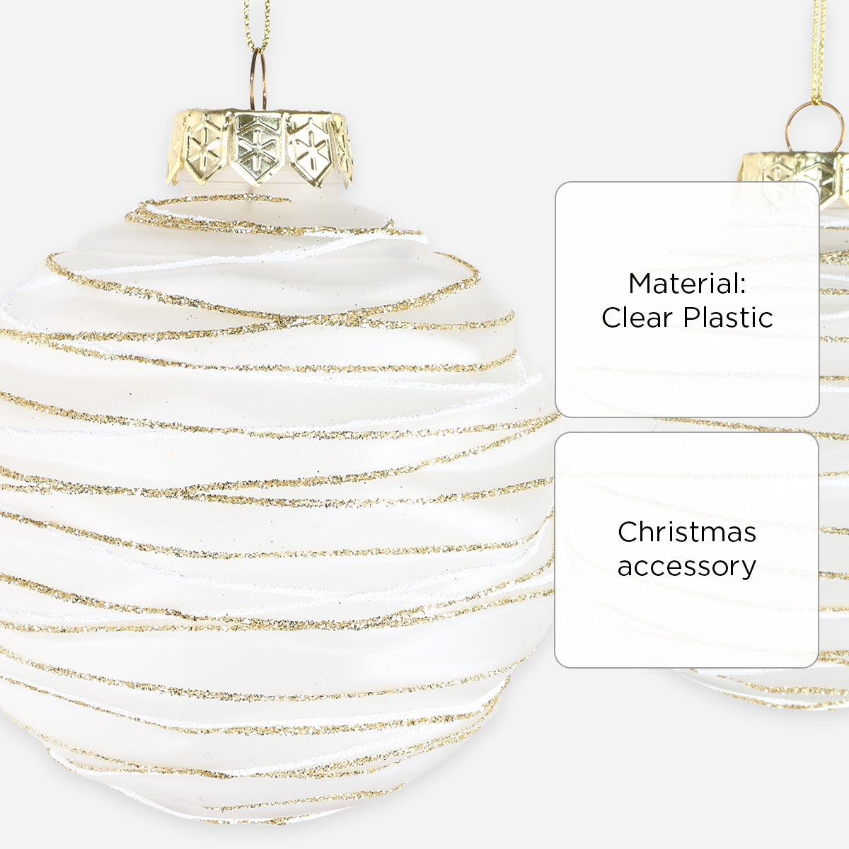 SM Home Christmas Matt Ball with Pattern (Clear) - 10cm