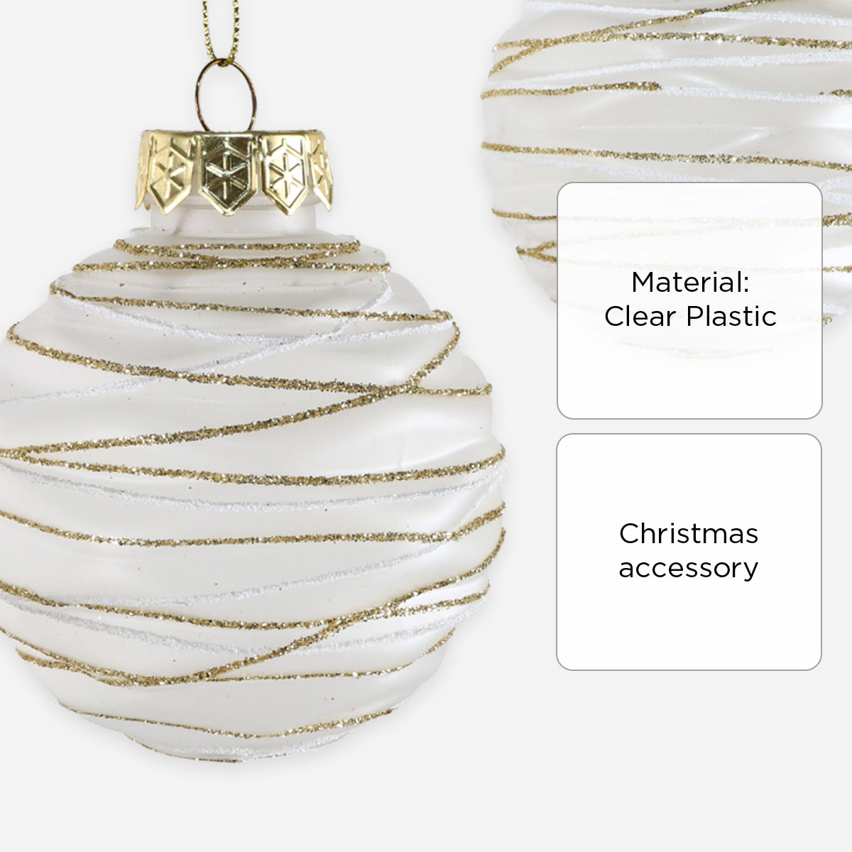 SM Home Christmas Matt Ball with Pattern (Clear) - 8cm